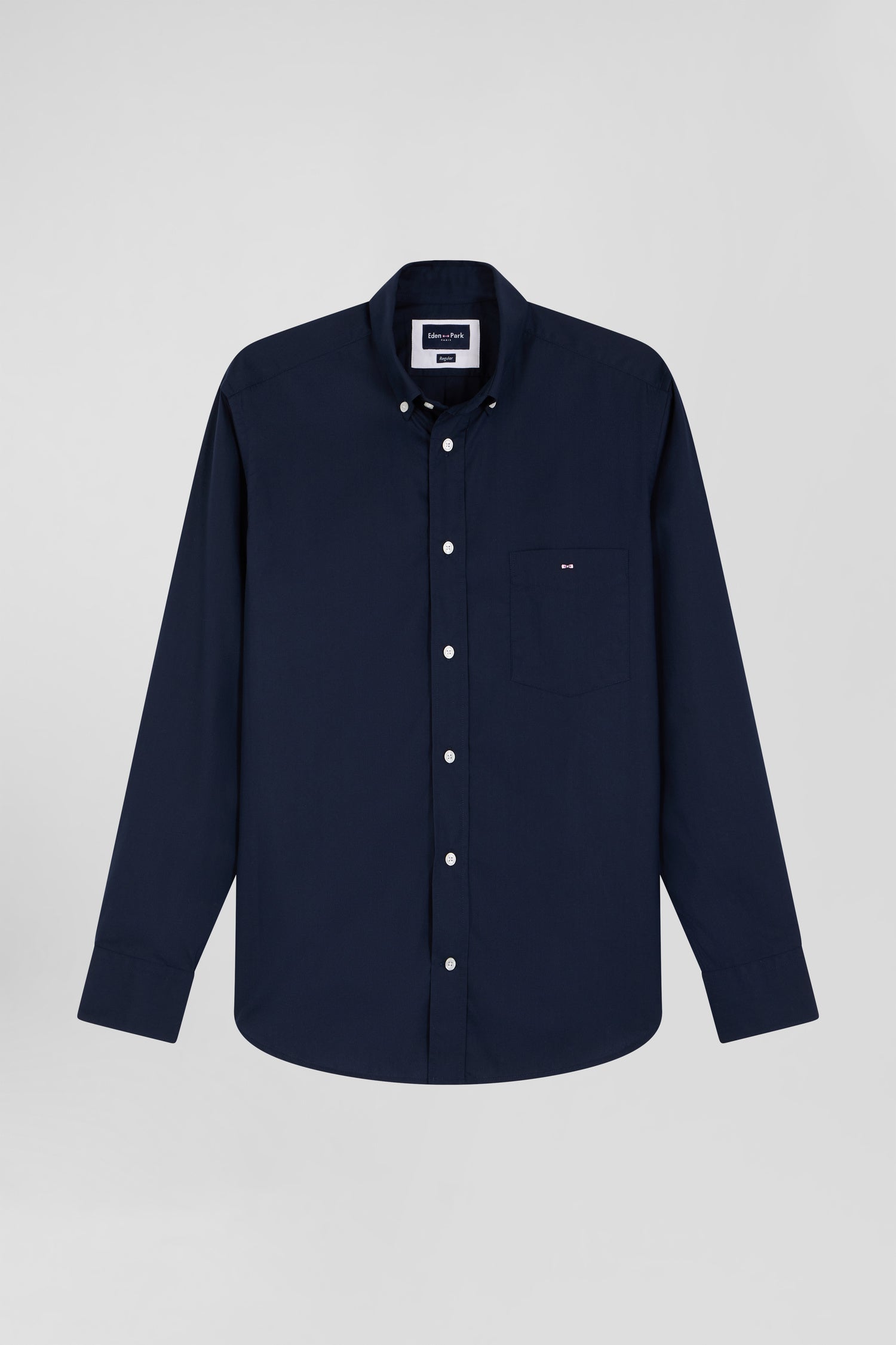 Chemise en popeline de coton bleu marine coupe Regular