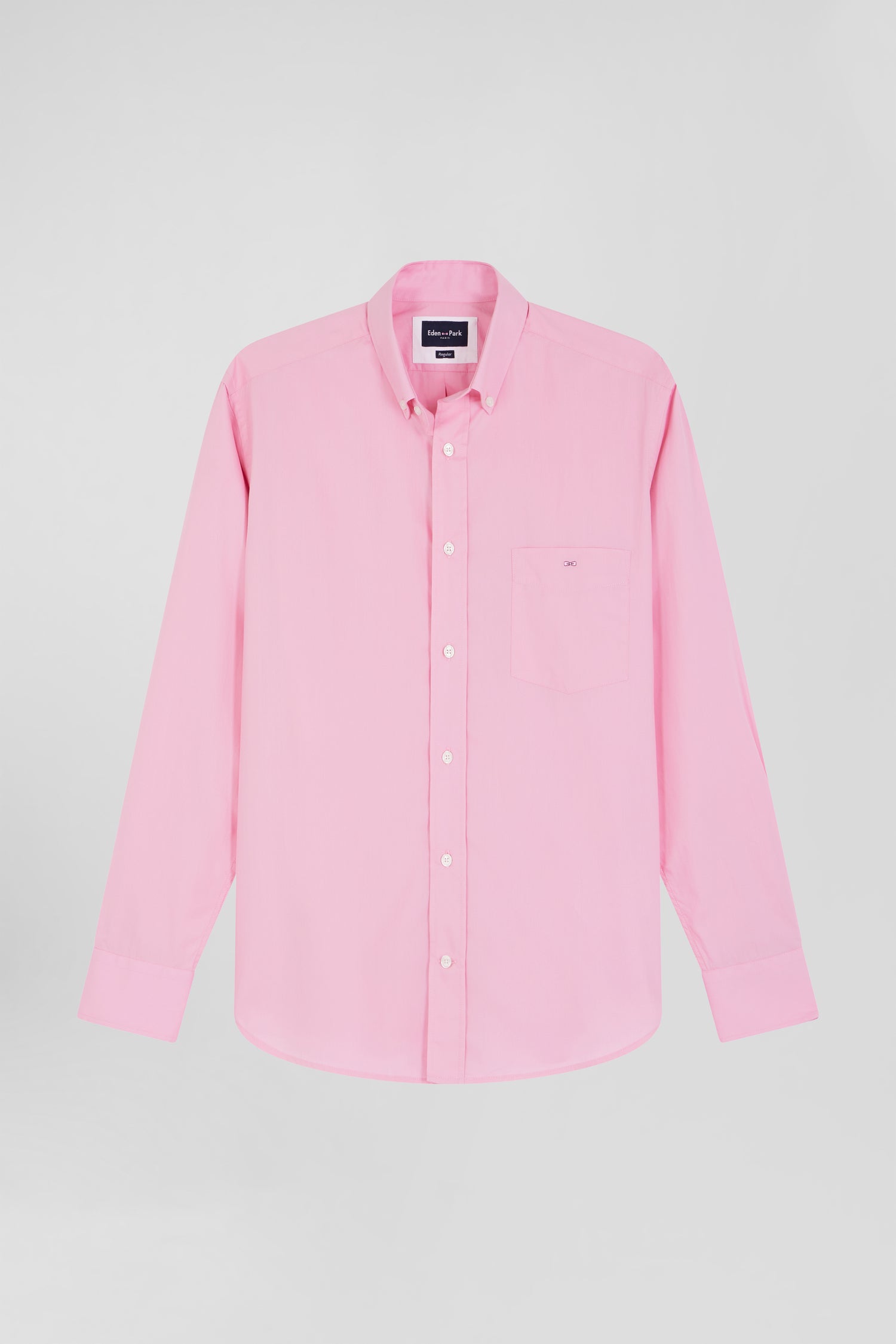 Chemise en popeline de coton rose coupe Regular