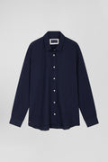 Chemise en coton et cachemire indigo coupe Oversized