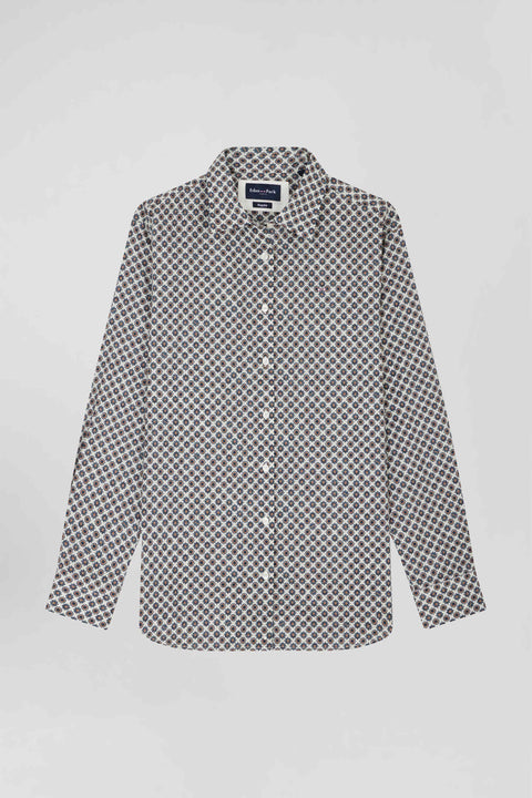Regular ivory graphic microprint cotton shirt - Image 2