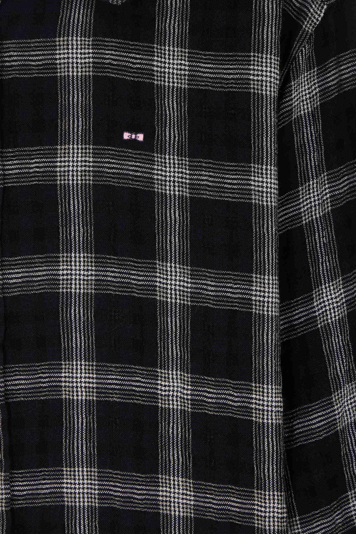 Chemise à carreaux en coton et laine noire coupe Relaxed