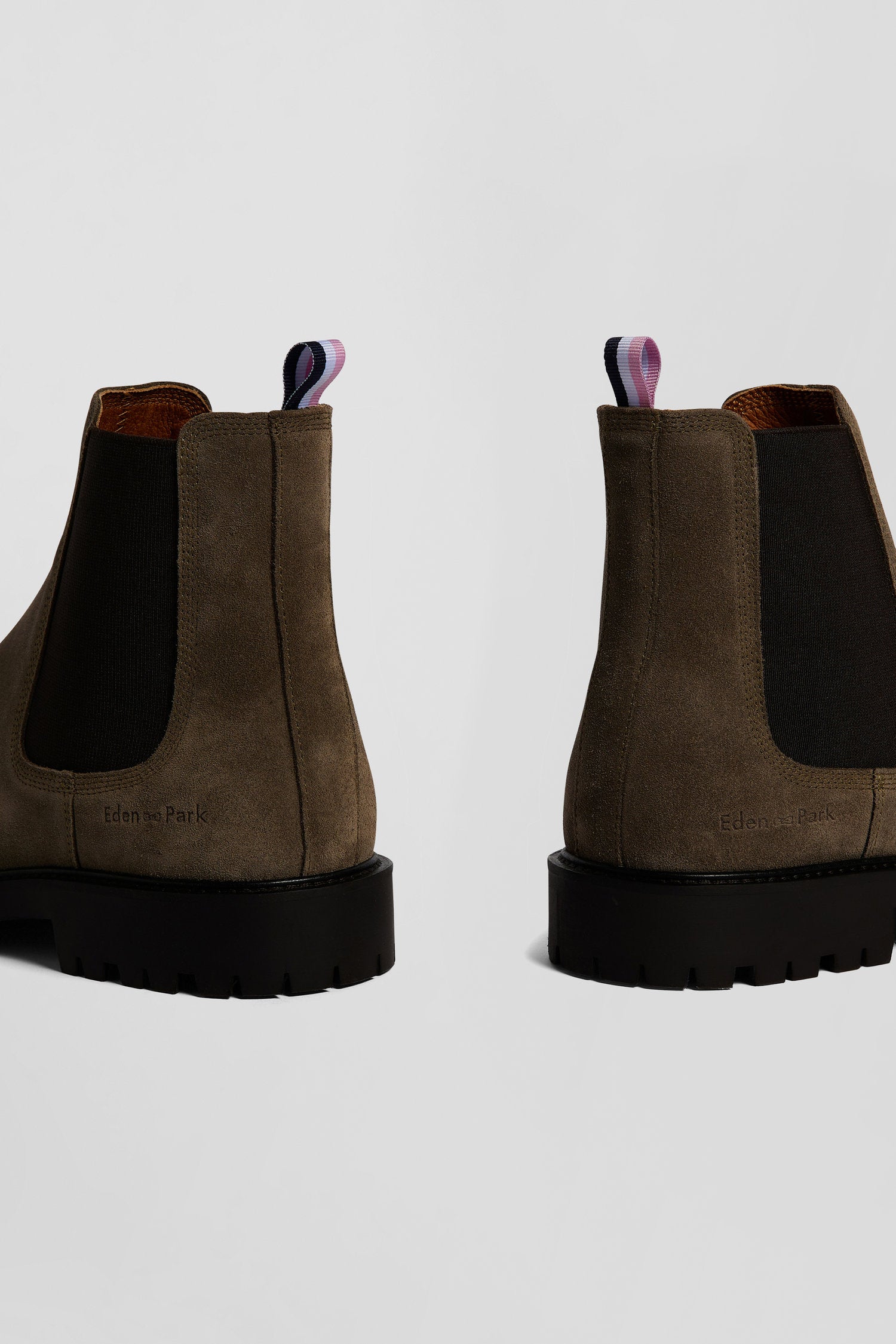 Chunky sole grey leather Chelsea boots