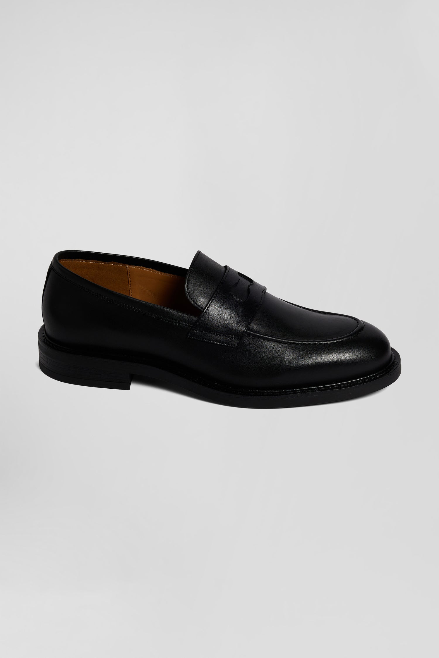 Black leather loafers