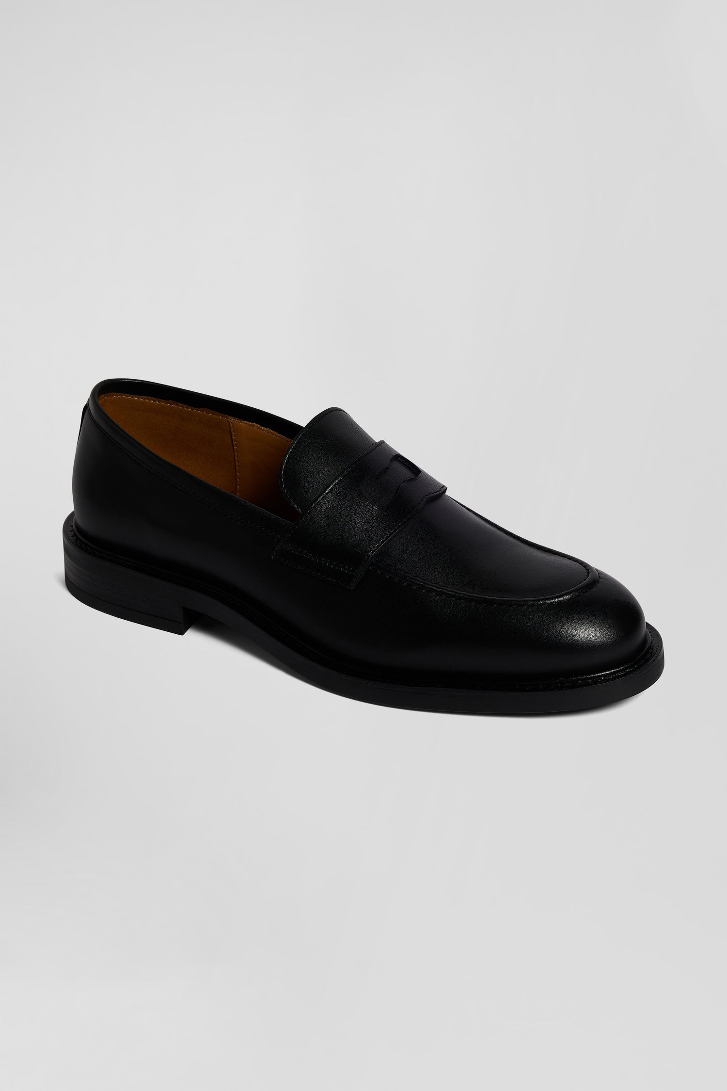 Black leather loafers