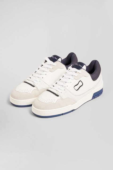EP10 beige and navy blue leather sneakers - Image 3