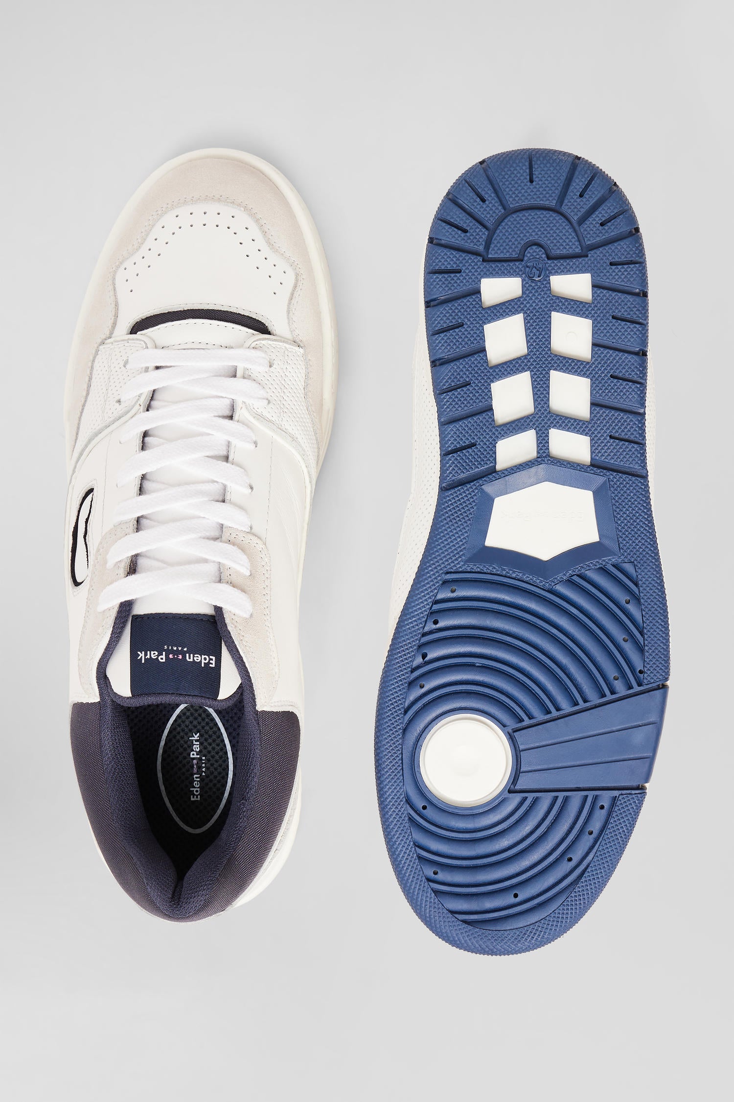 EP10 beige and navy blue leather sneakers