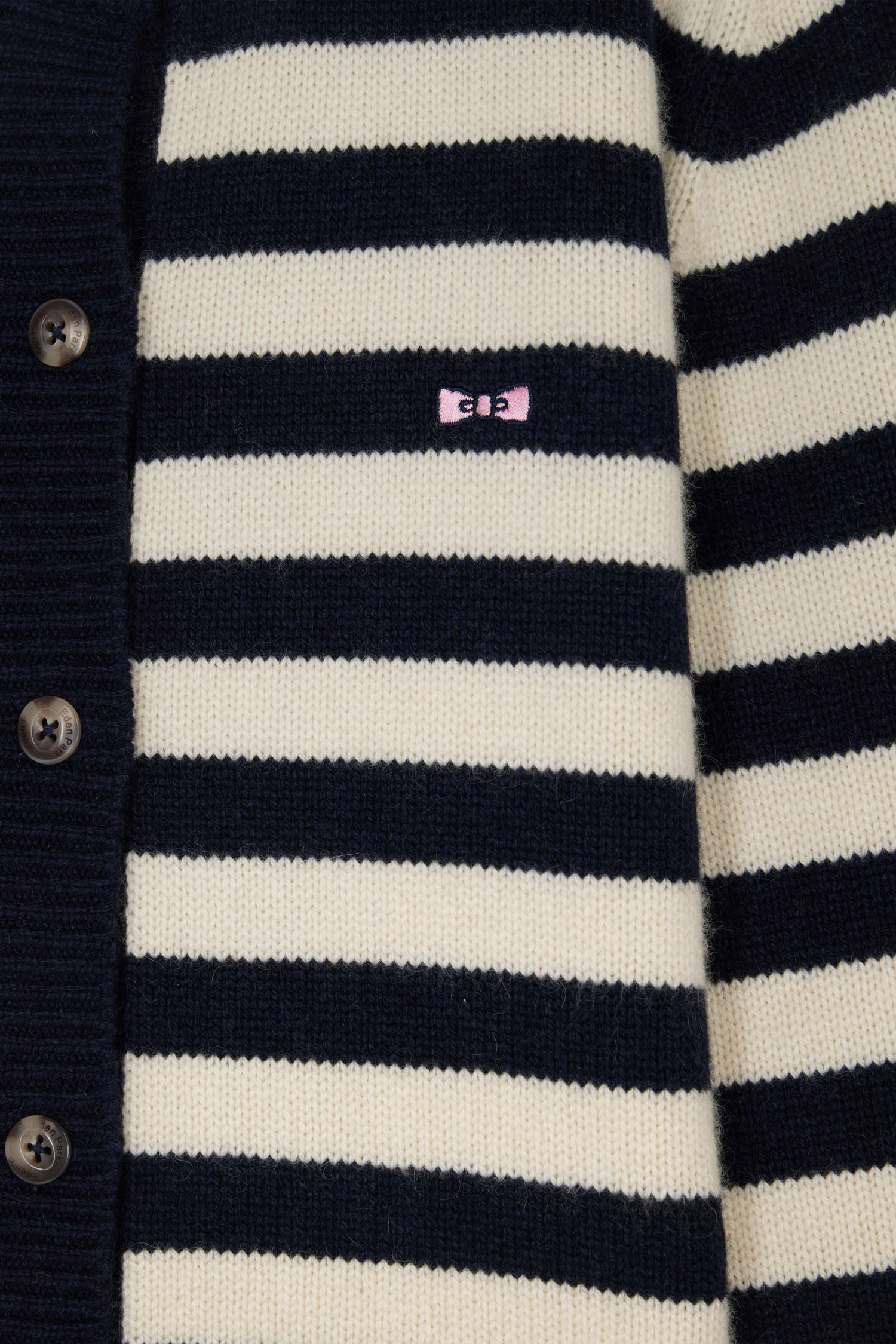 Regular navy blue and cashmere sailor striped cardigan