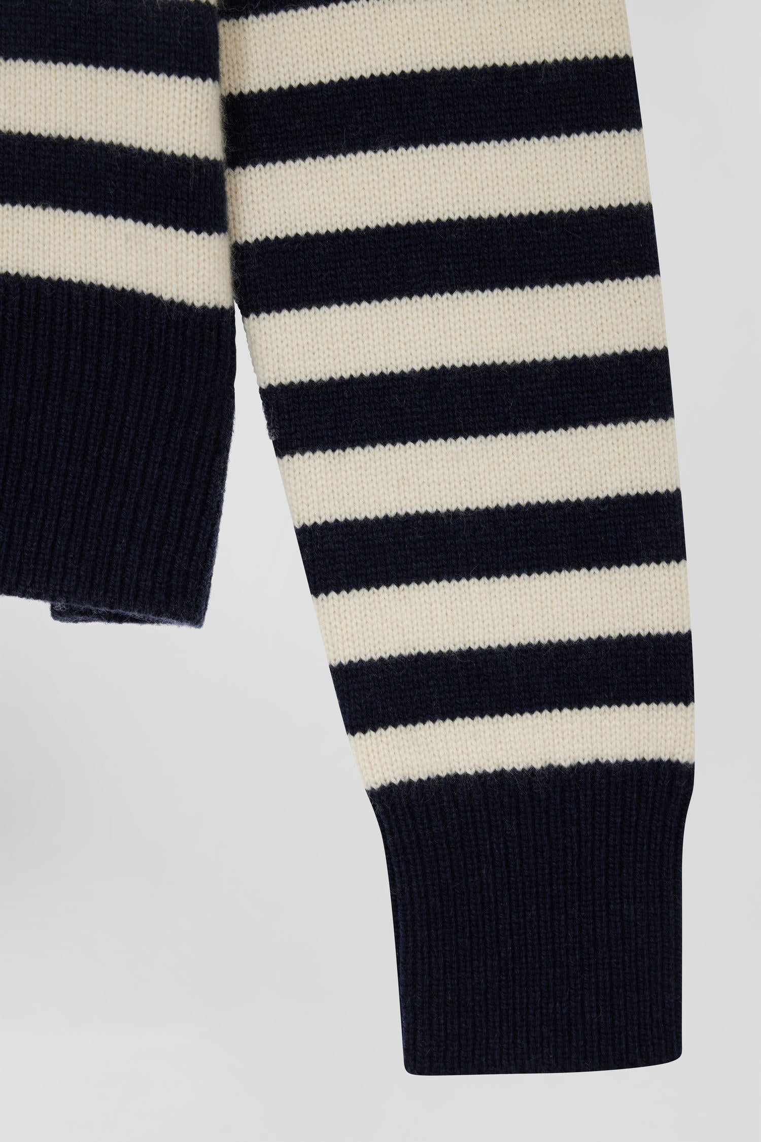 Regular navy blue and cashmere sailor striped cardigan