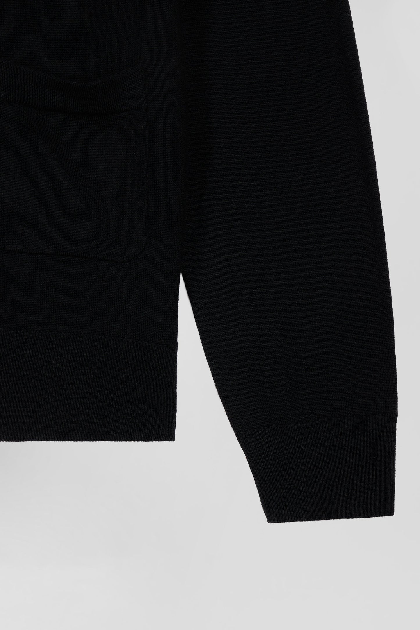 Regular black merino wool cardigan