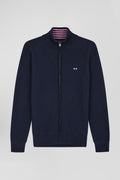 Cotton cardigan with navy blue back embroidery