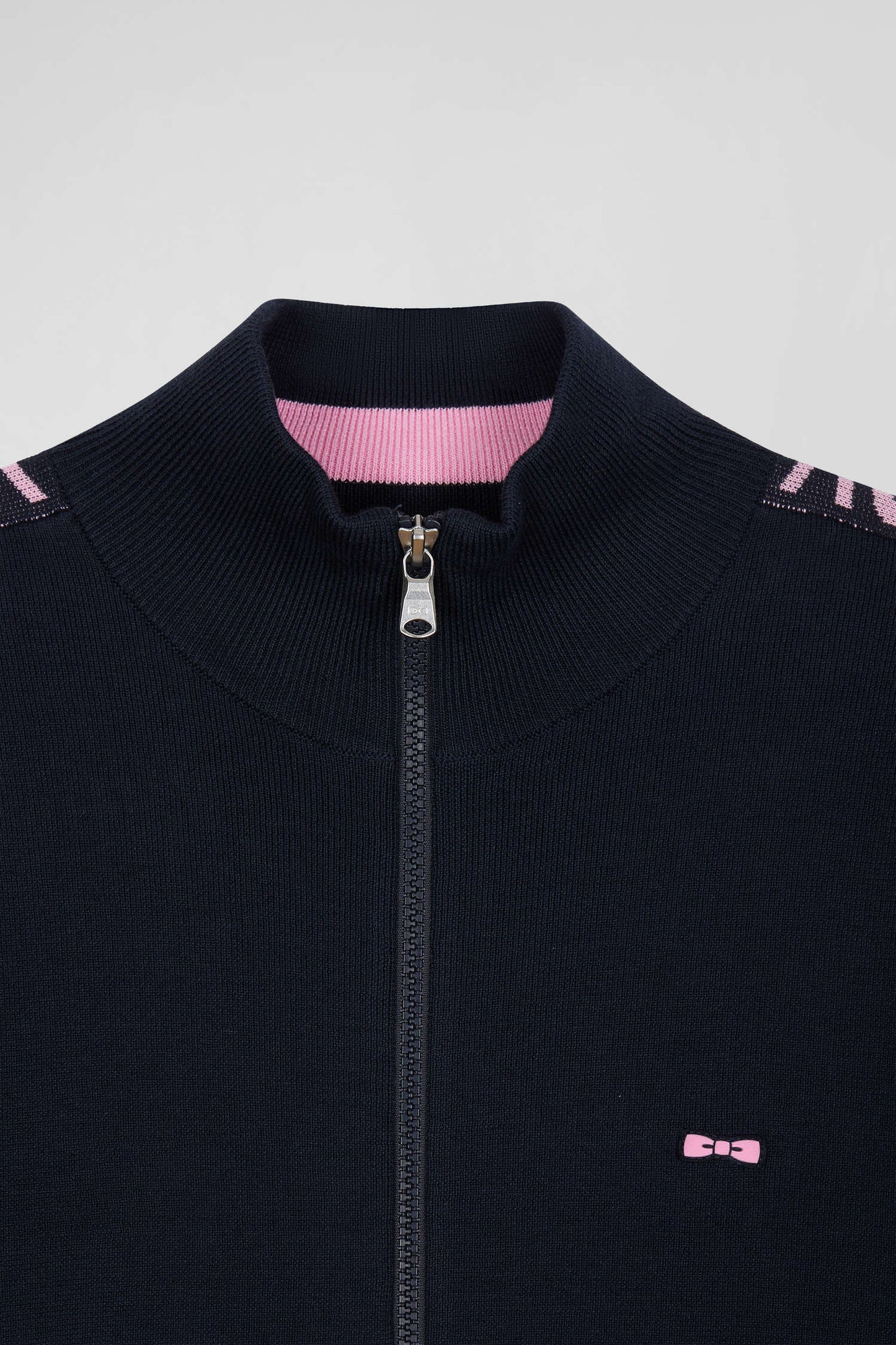 Regular navy blue milano cotton zipped cardigan