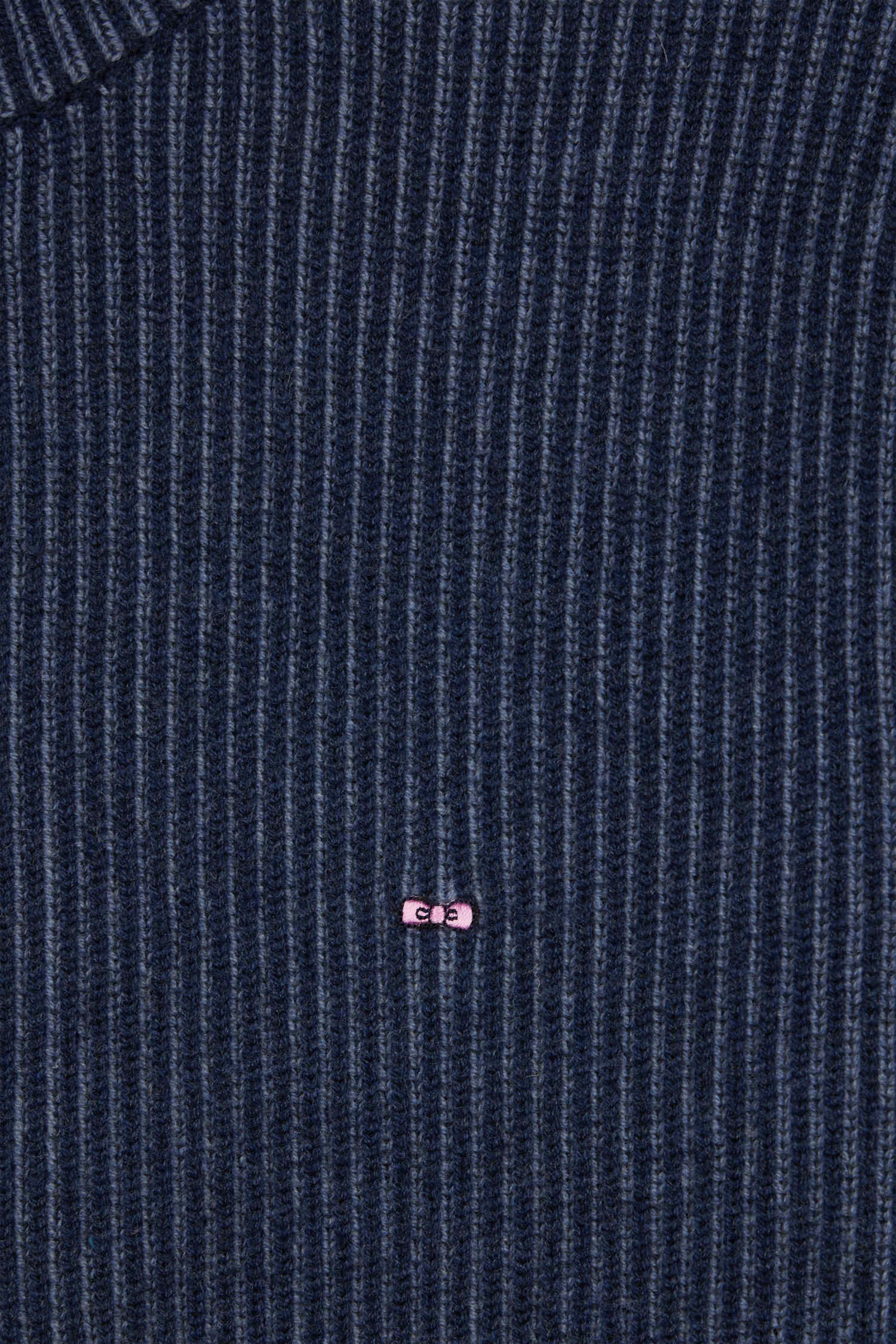 Regular navy blue wool and cotton zipped cardigan