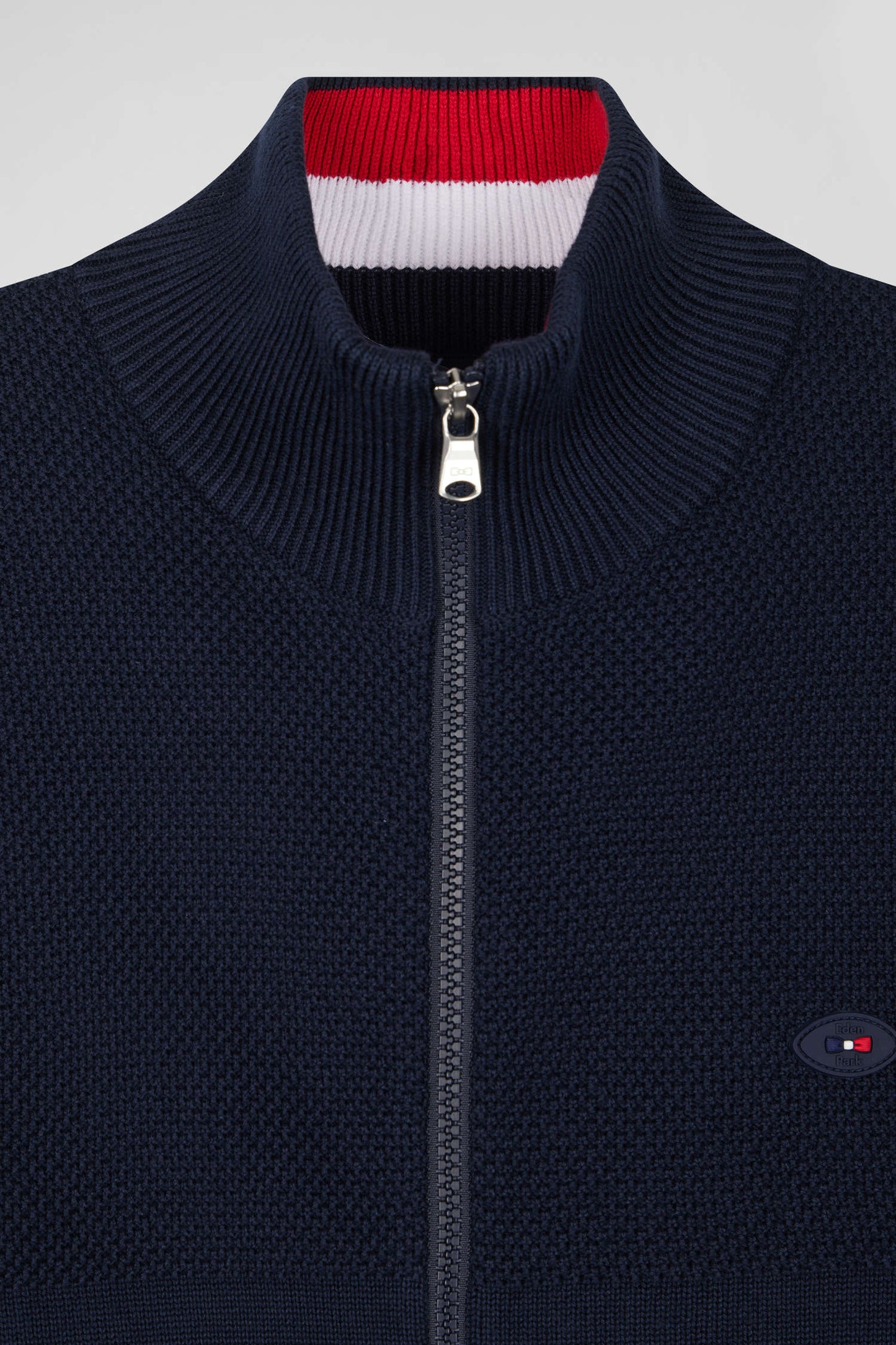 Regular XV de France navy blue cotton zipped cardigan