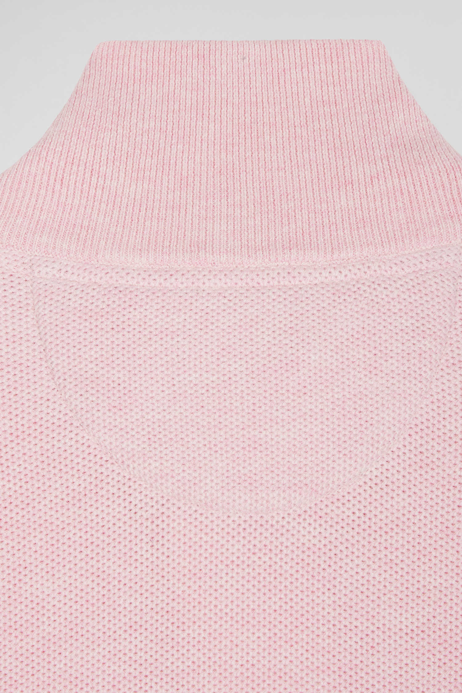 Regular plain pink cotton high collar zipped cardigan