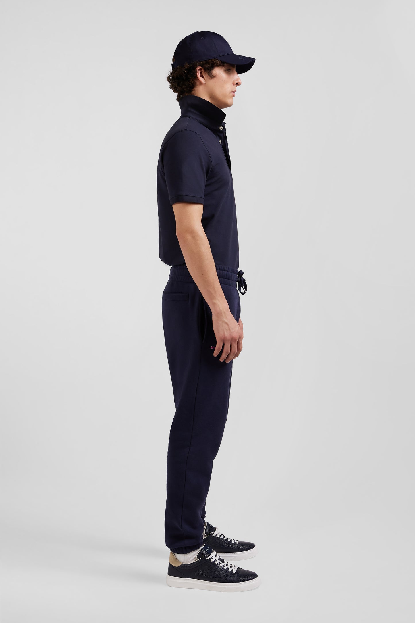 Regular navy blue brushed fleece jogging bottoms