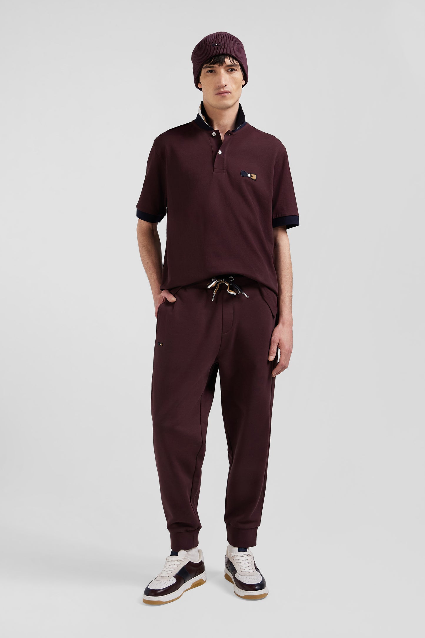 Relax burgundy brushed fleece jogging bottoms