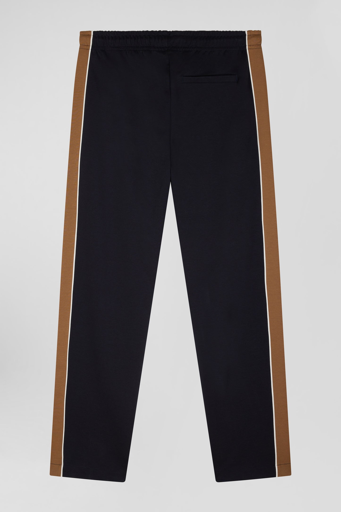 Regular camel mixed cotton jogging bottoms with leg piping