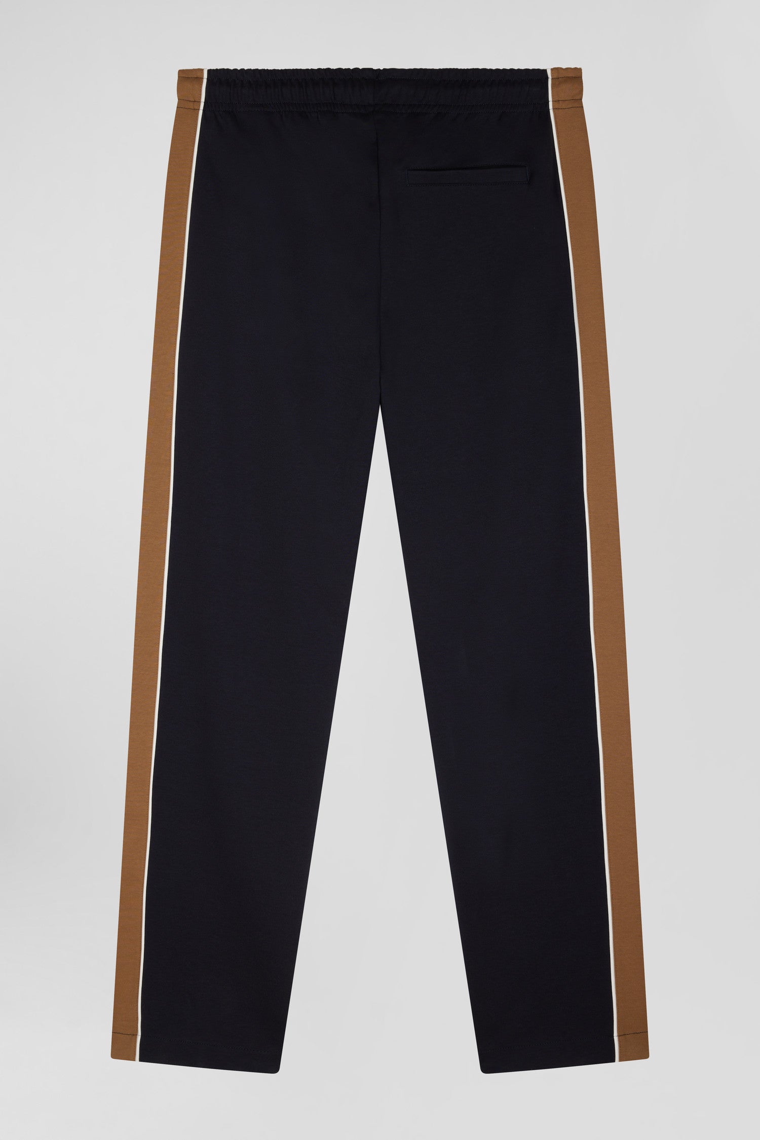 Regular camel mixed cotton jogging bottoms with leg piping