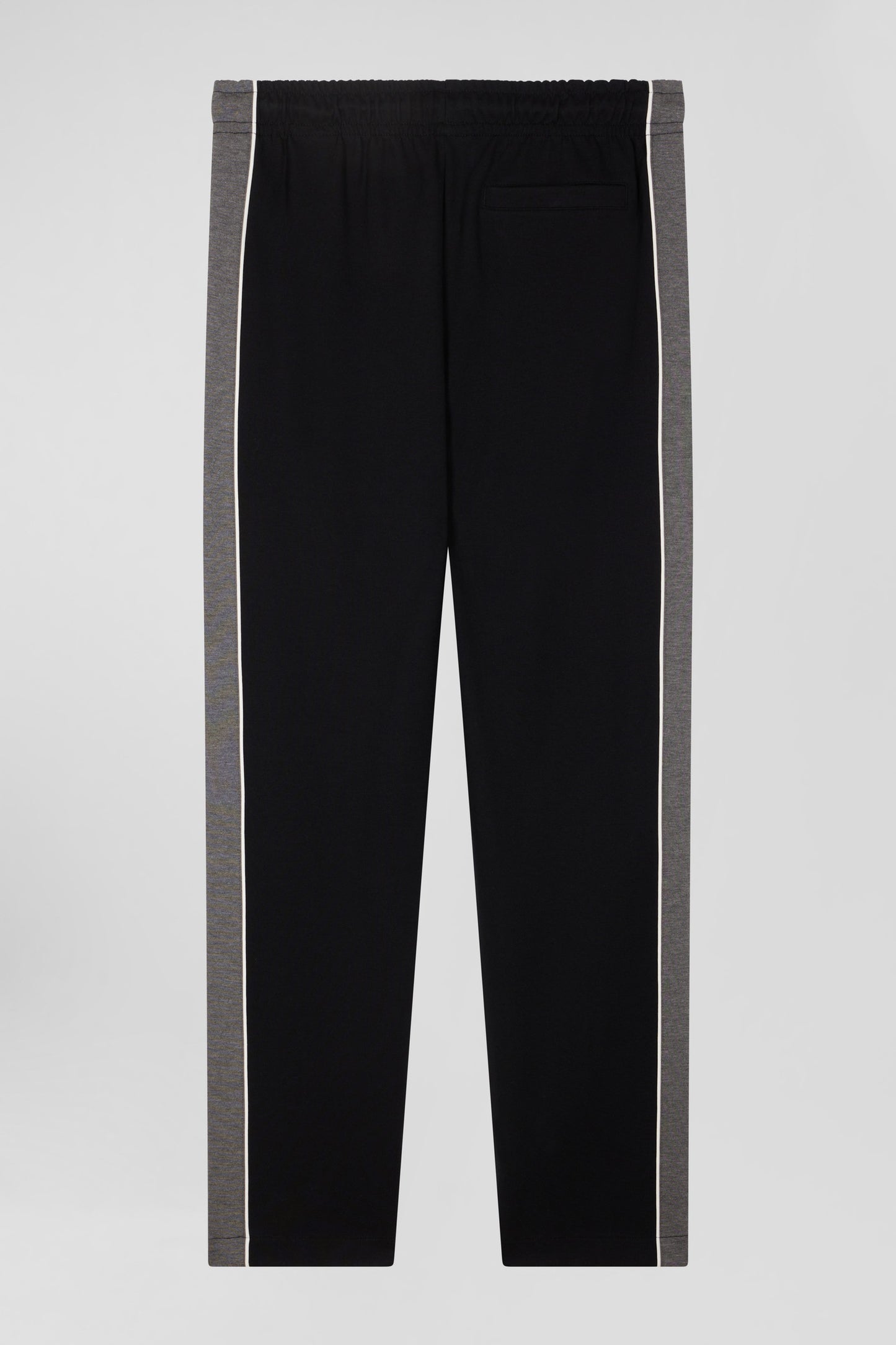 Regular black mixed cotton jogging bottoms with leg piping