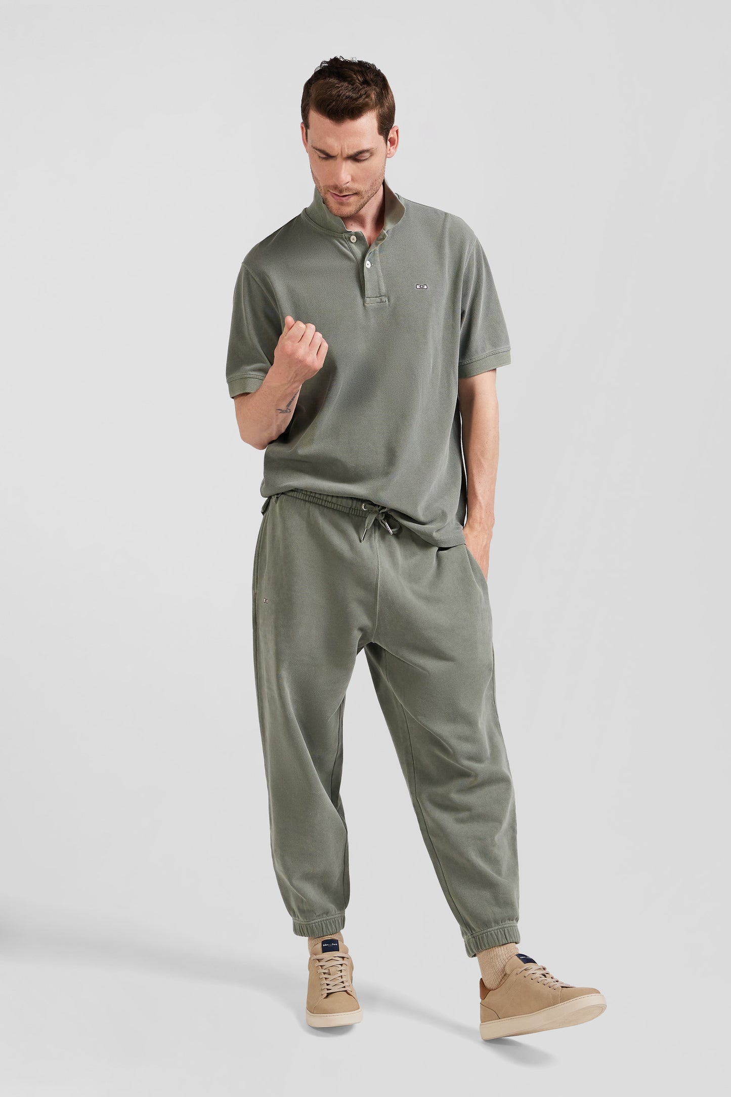 Relax unisex khaki brushed cotton fleece jogging bottoms