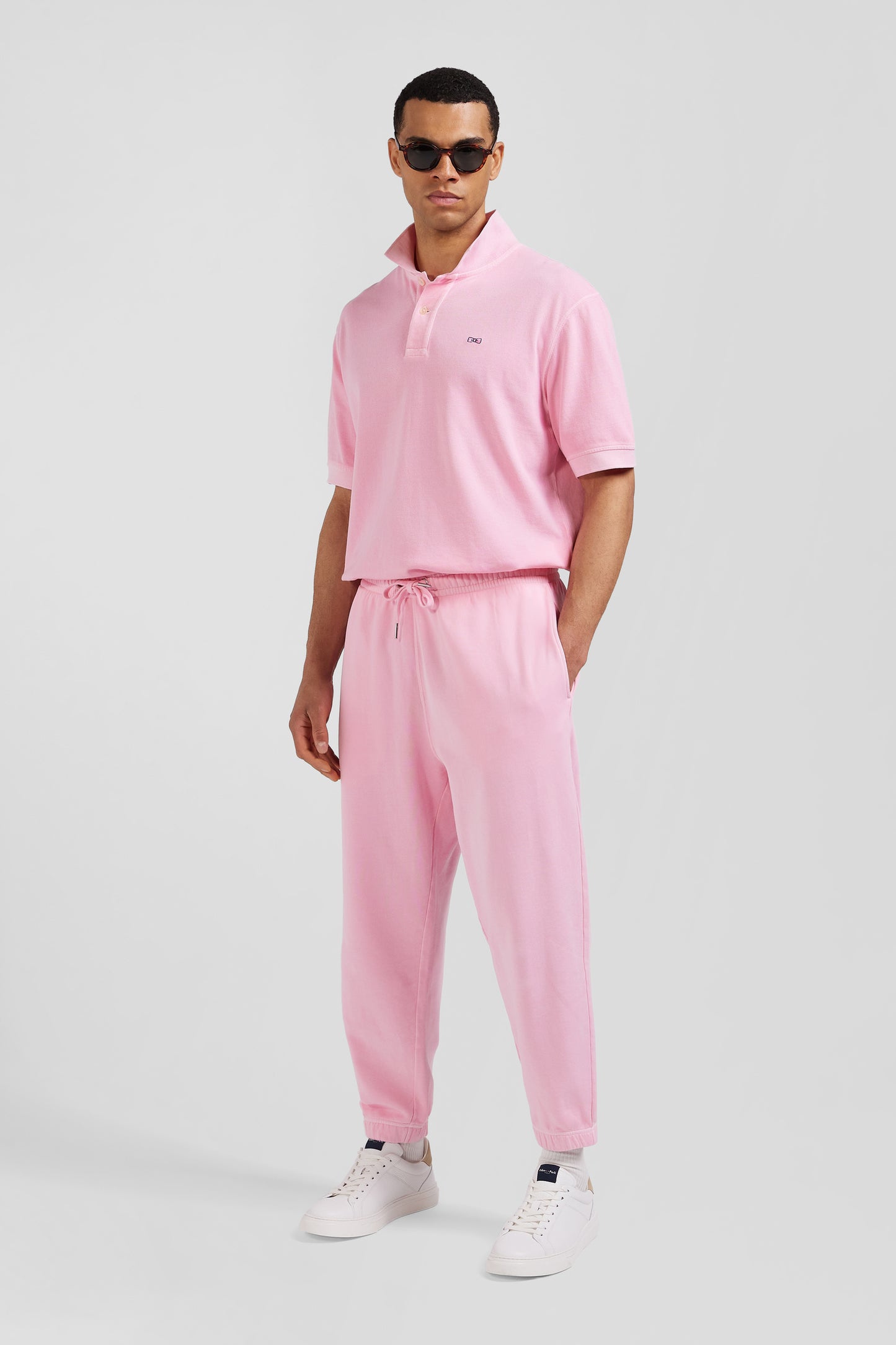 Relax unisex pink brushed cotton fleece jogging bottoms