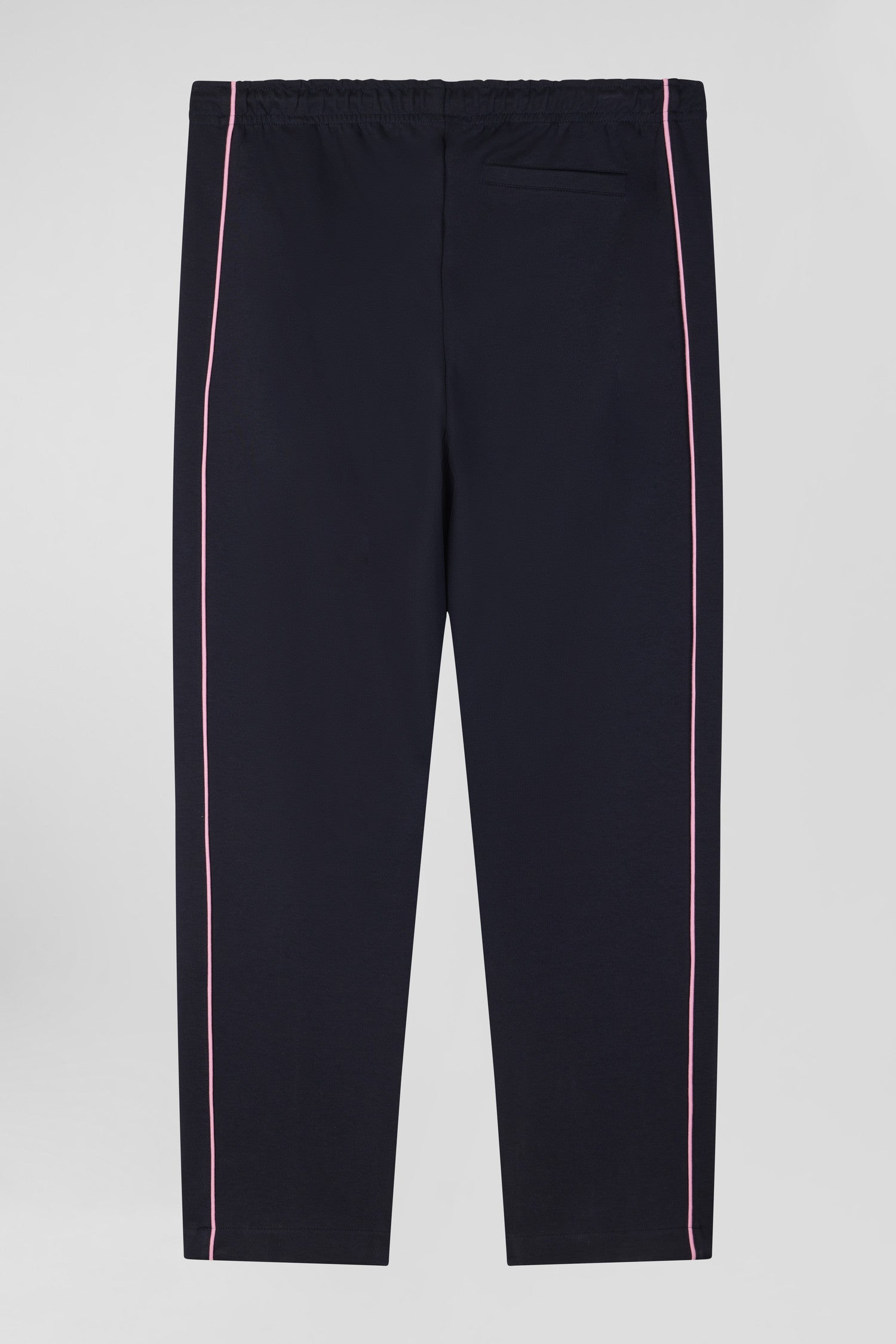 Regular navy blue mixed cotton jogging bottoms with pink piping