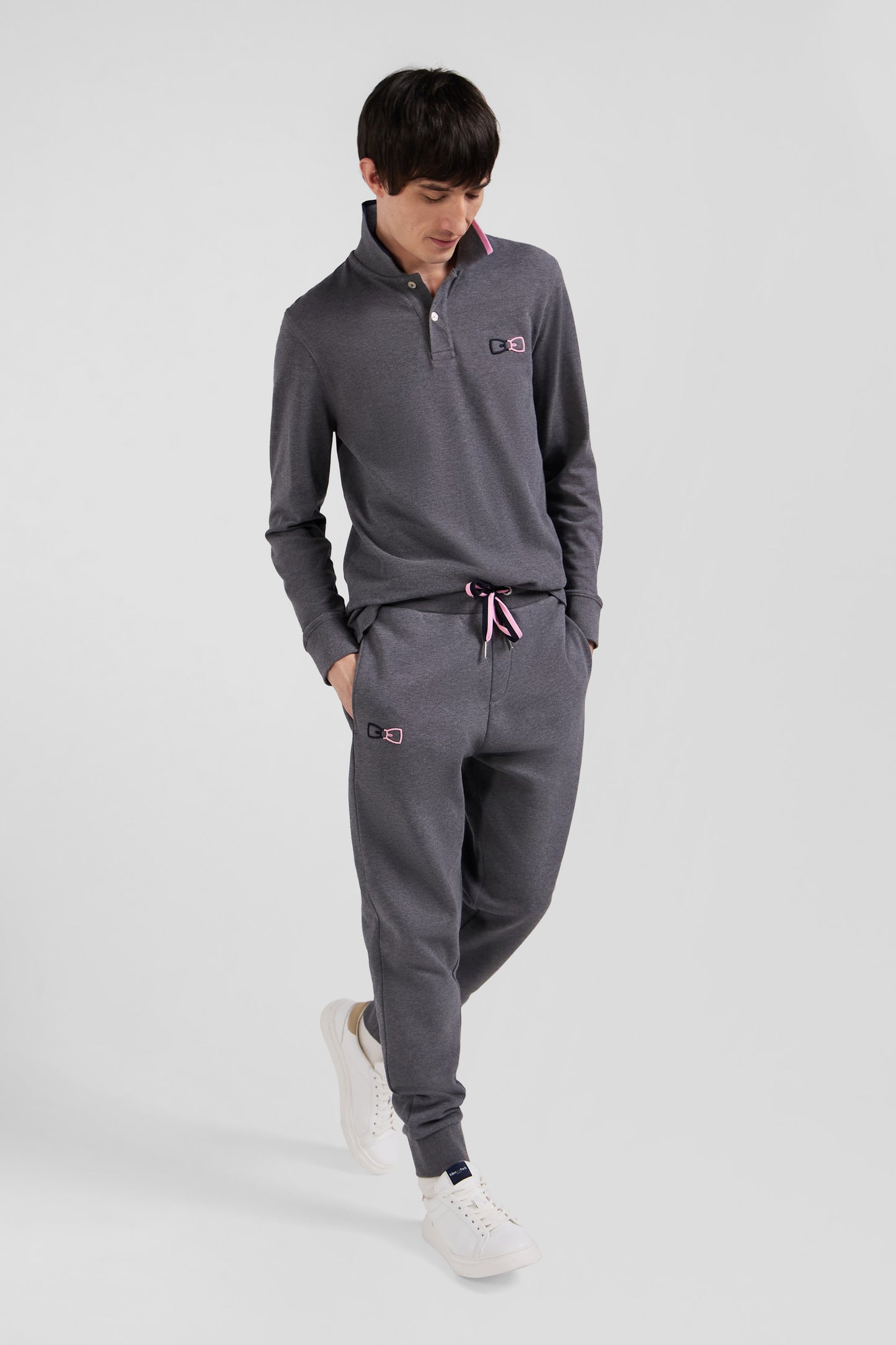 Regular grey brushed cotton fleece jogging bottoms