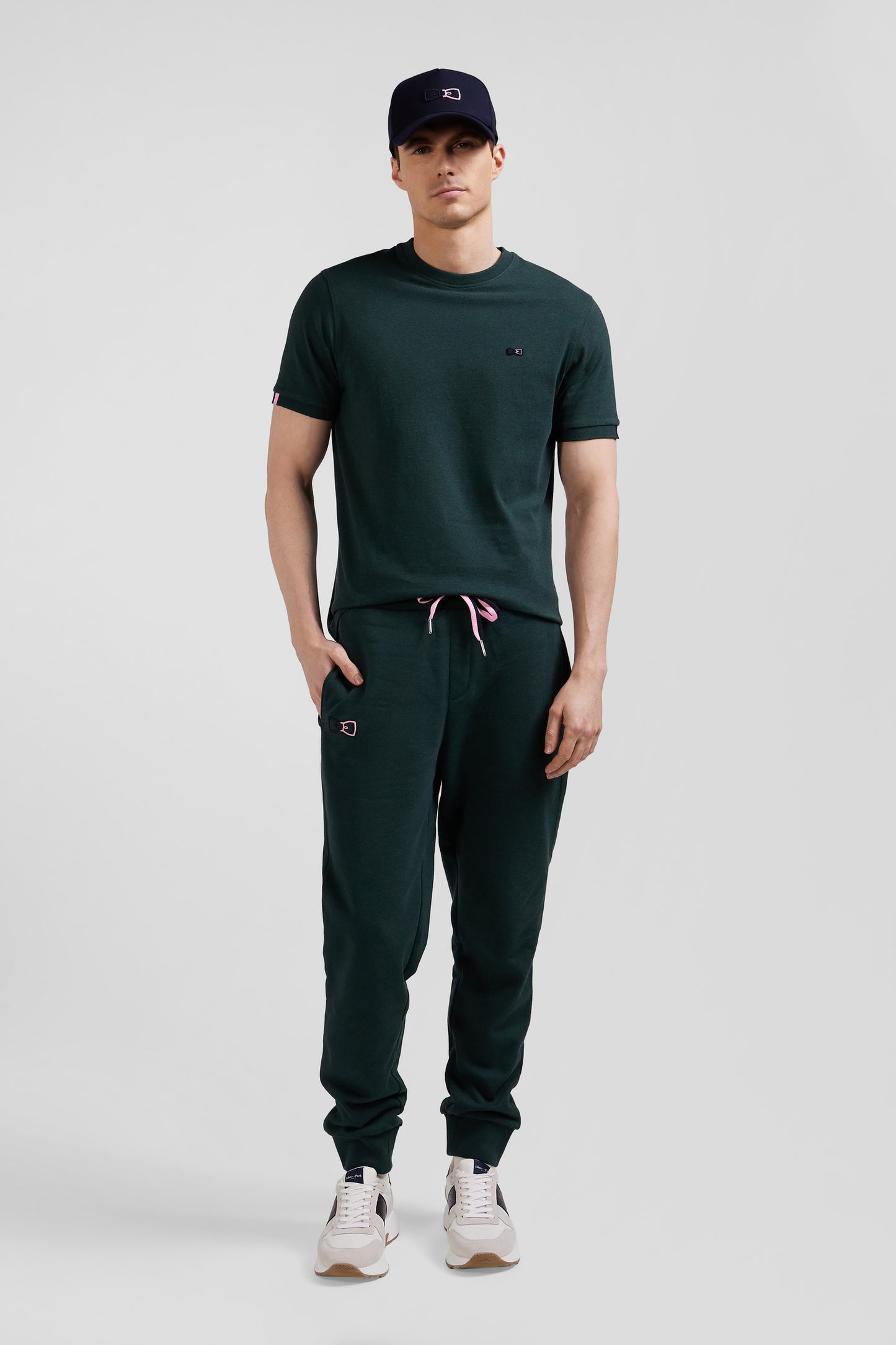 Regular green brushed cotton fleece jogging bottoms