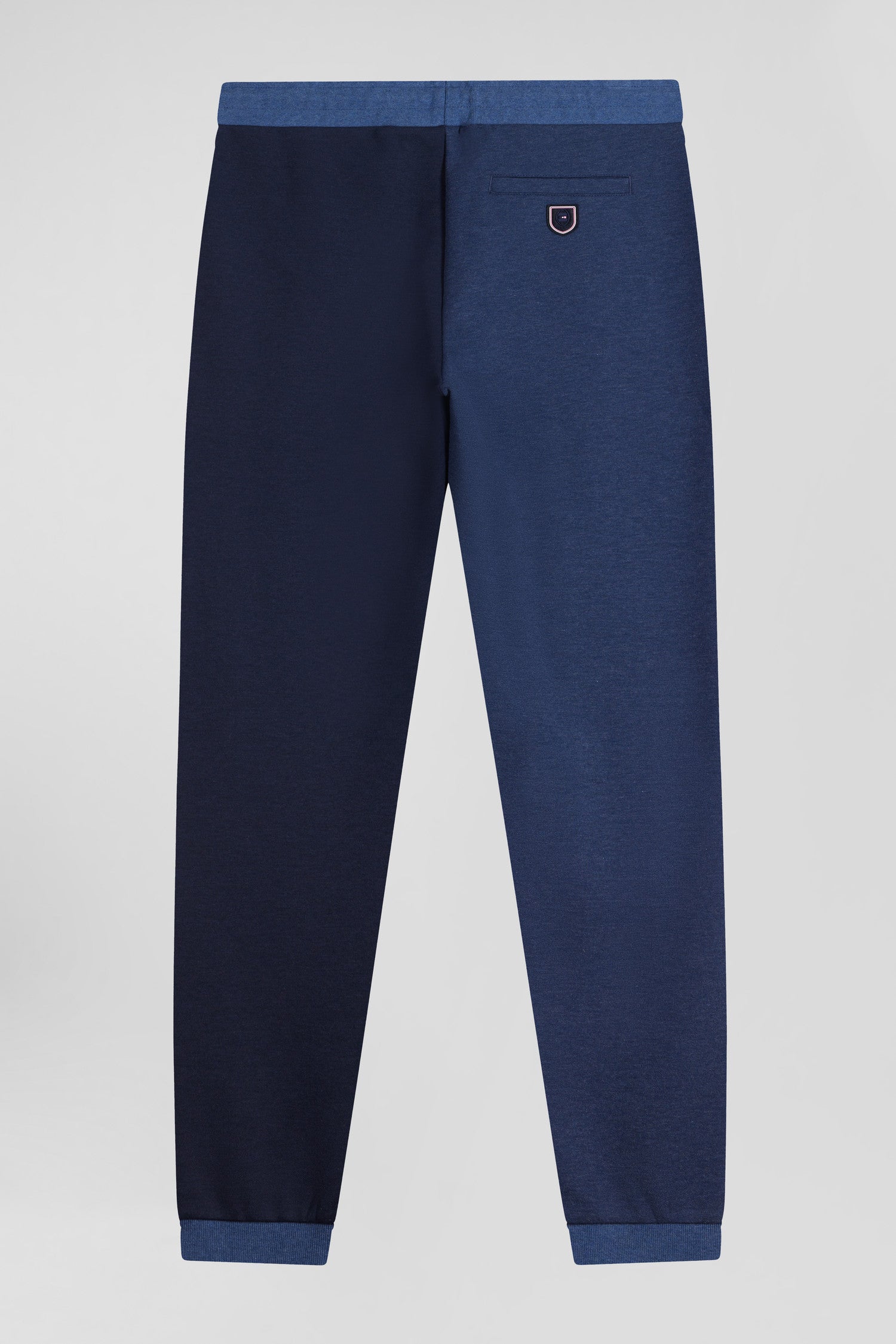 Regular navy blue bicolour mixed cotton jogging bottoms