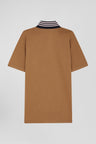 Hazelnut cotton jersey with contrasting collar Regular fit