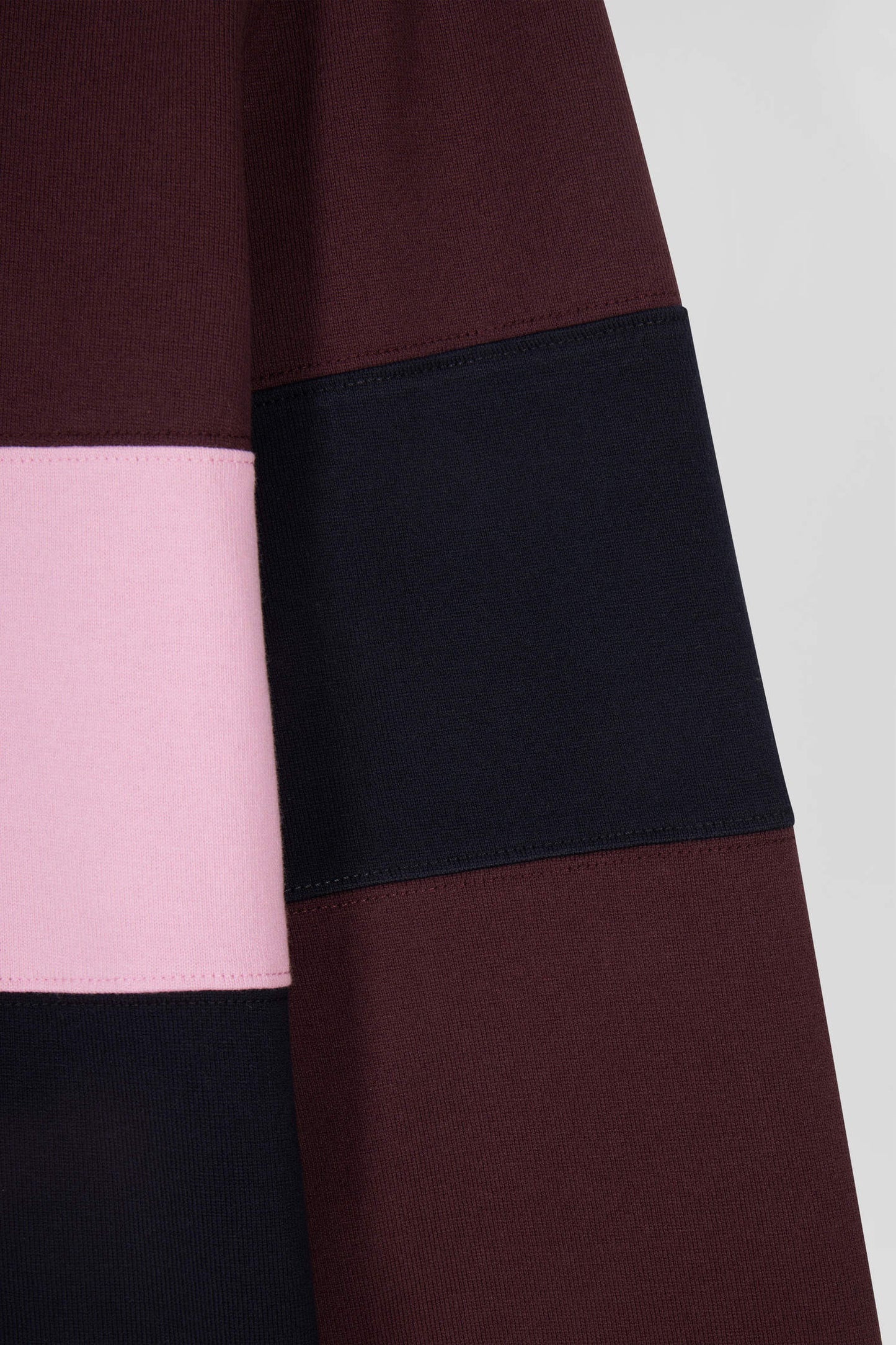 Regular grey long-sleeved colourblock cotton rugby shirt with back embroidery