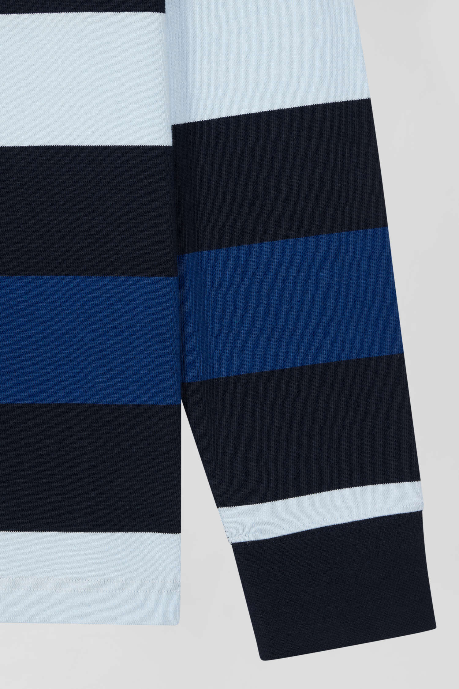 Regular navy striped long-sleeved cotton rugby shirt