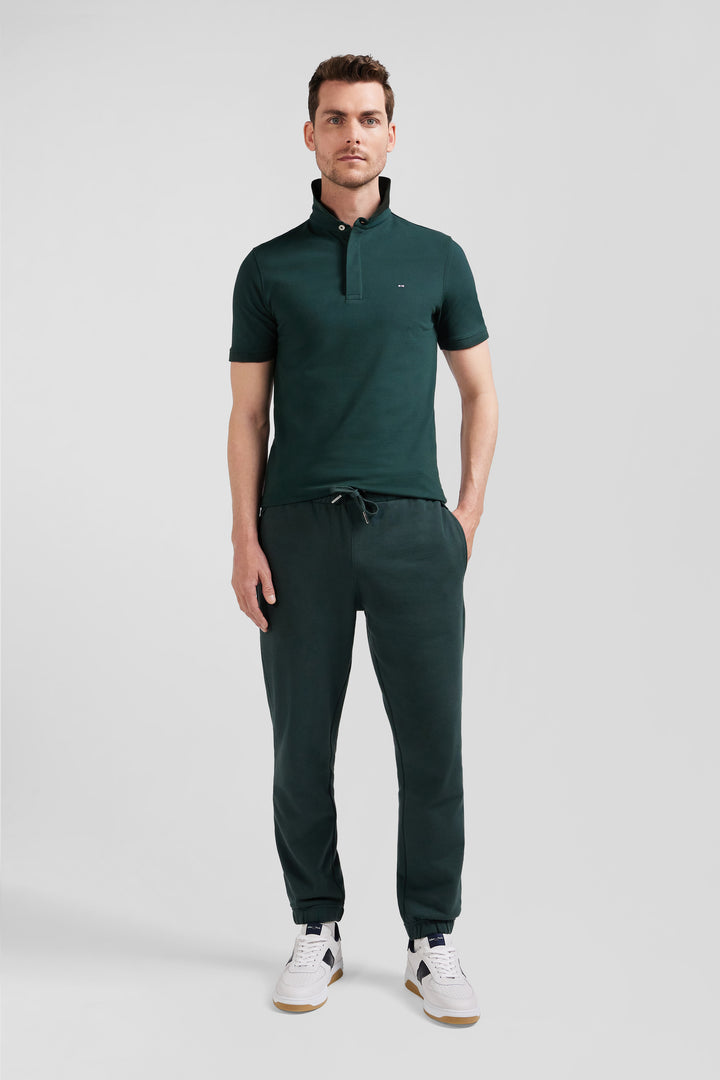 Polo manches courtes en piqué coton vert coupe Slim