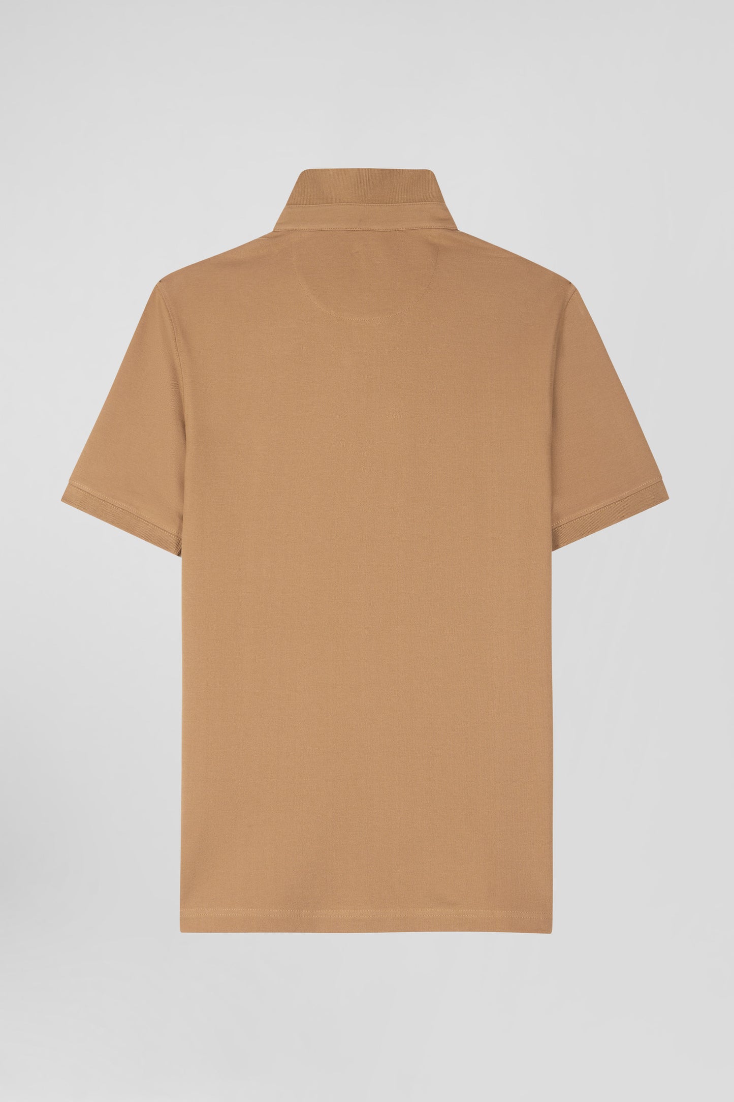 Slim-fit short-sleeve polo shirt in hazelnut stretch cotton
