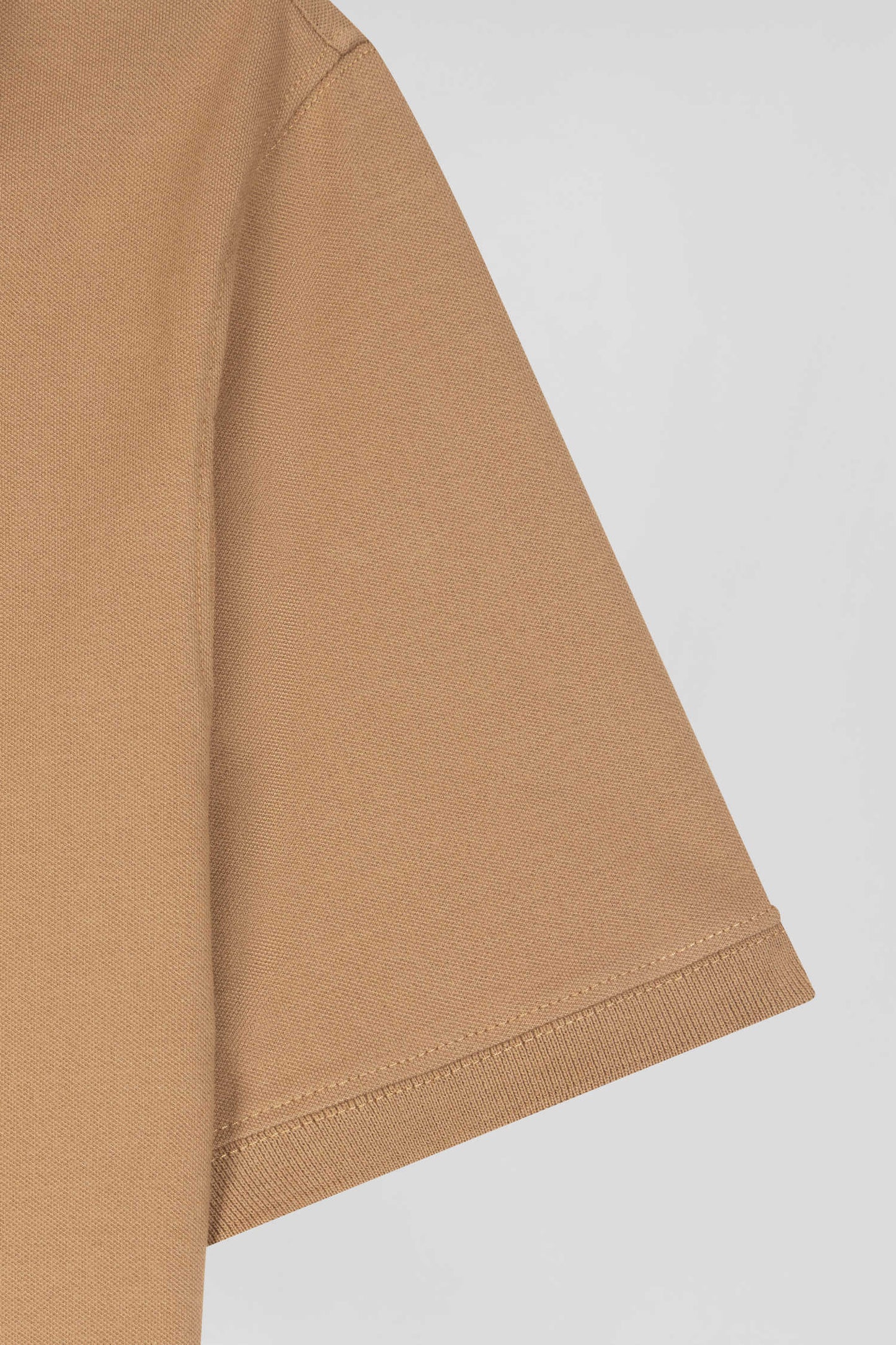 Slim-fit short-sleeve polo shirt in hazelnut stretch cotton