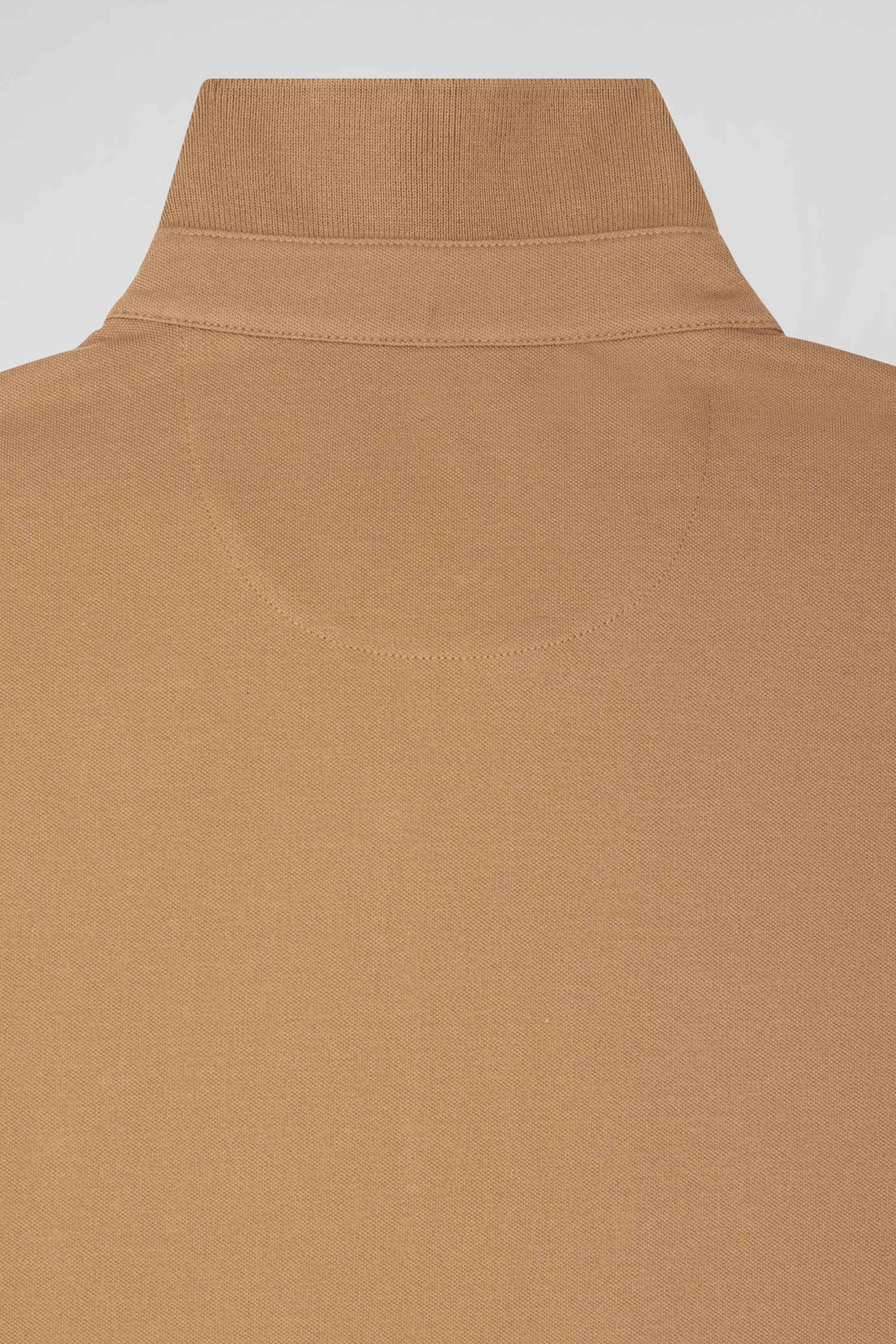 Slim camel short-sleeved stretch cotton polo shirt