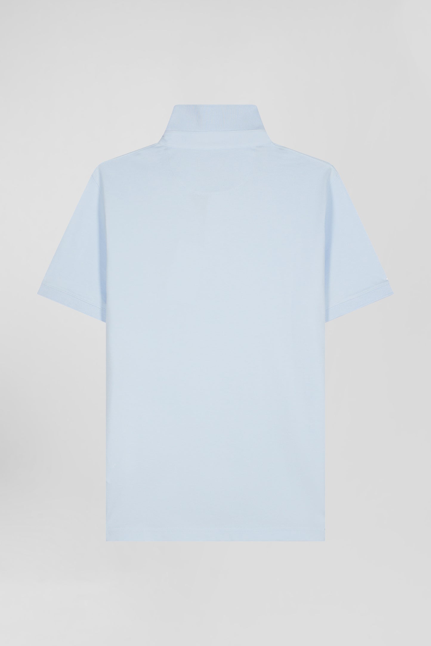 Slim sky blue short-sleeved stretch cotton polo shirt