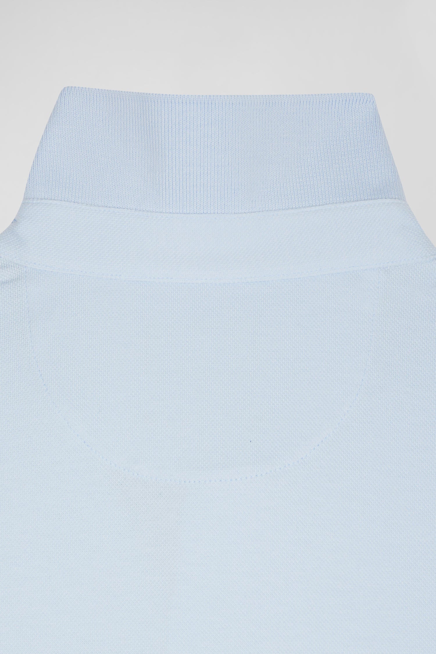 Slim sky blue short-sleeved stretch cotton polo shirt