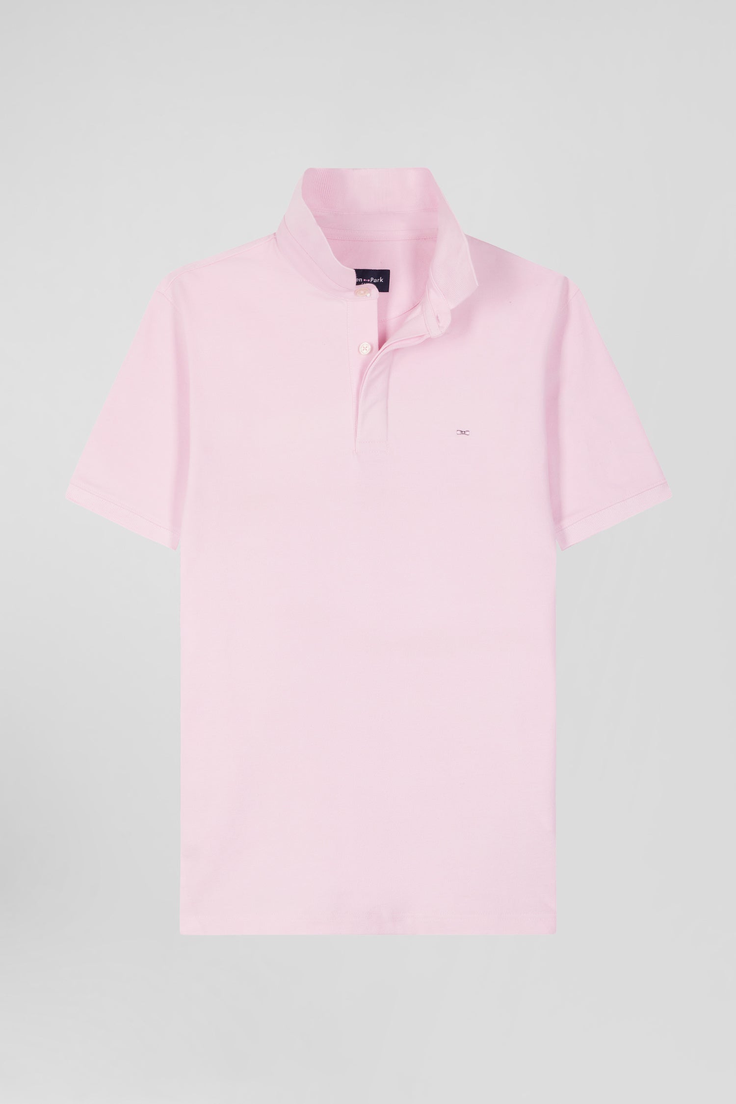 Slim pink short-sleeved stretch cotton polo shirt