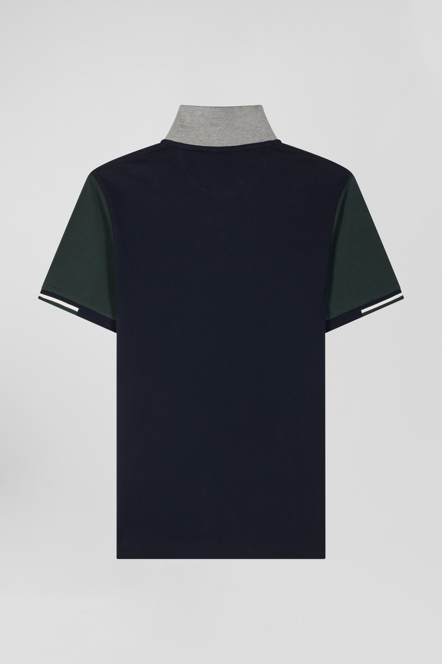 Regular green short-sleeved cotton piqué polo shirt with Eden Park jacquard collar