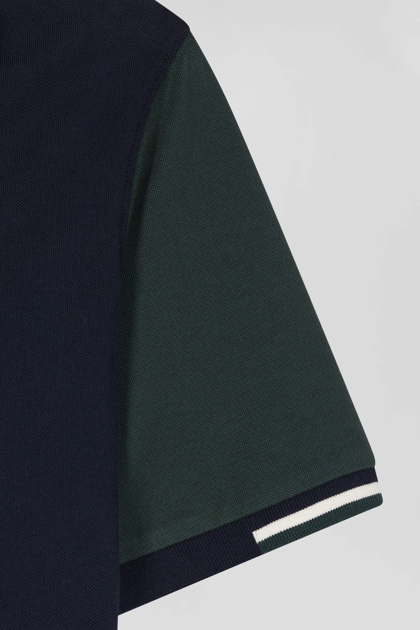 Regular green short-sleeved cotton piqué polo shirt with Eden Park jacquard collar