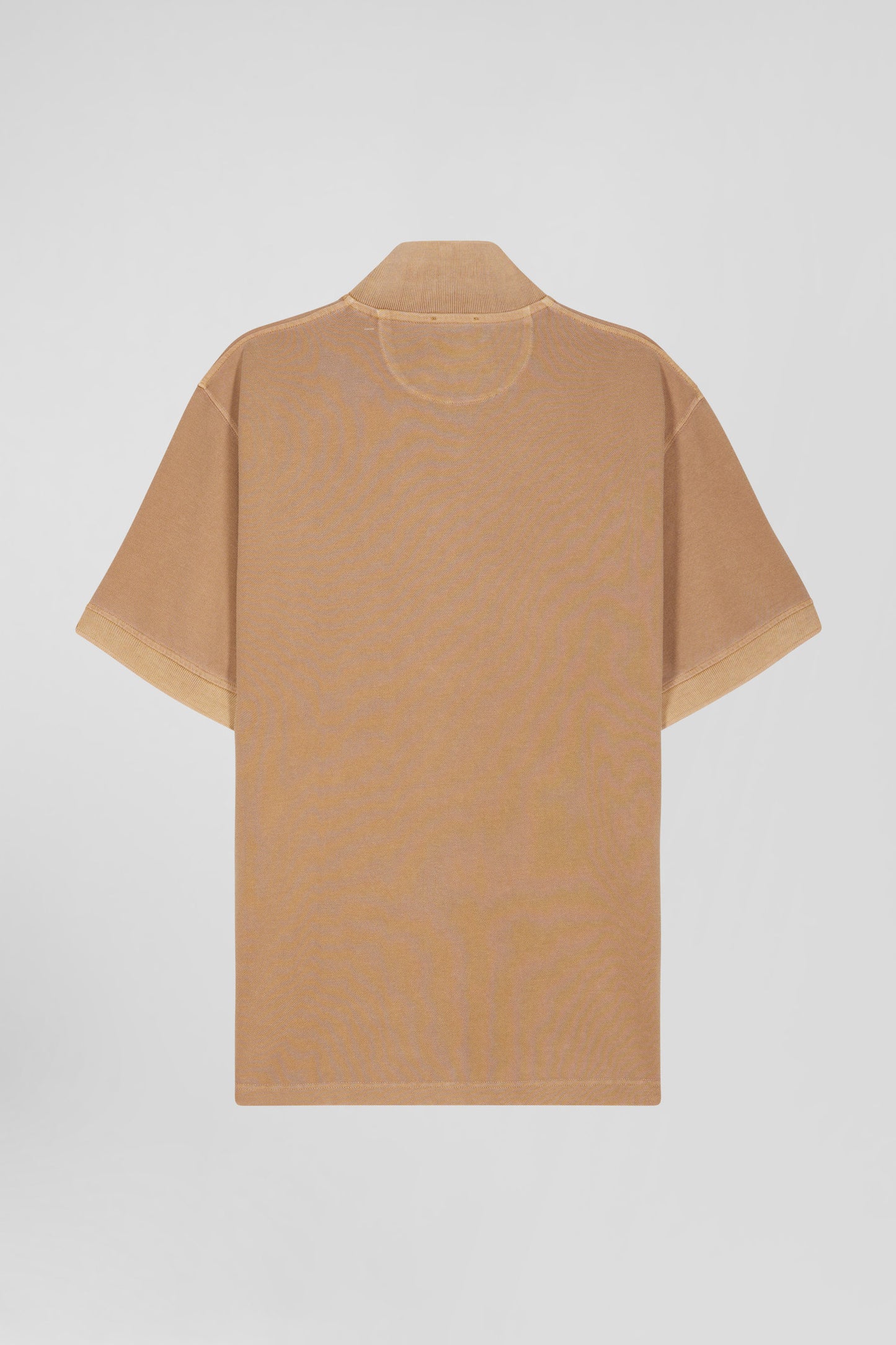 Oversized camel unisex short-sleeved cotton piqué polo shirt