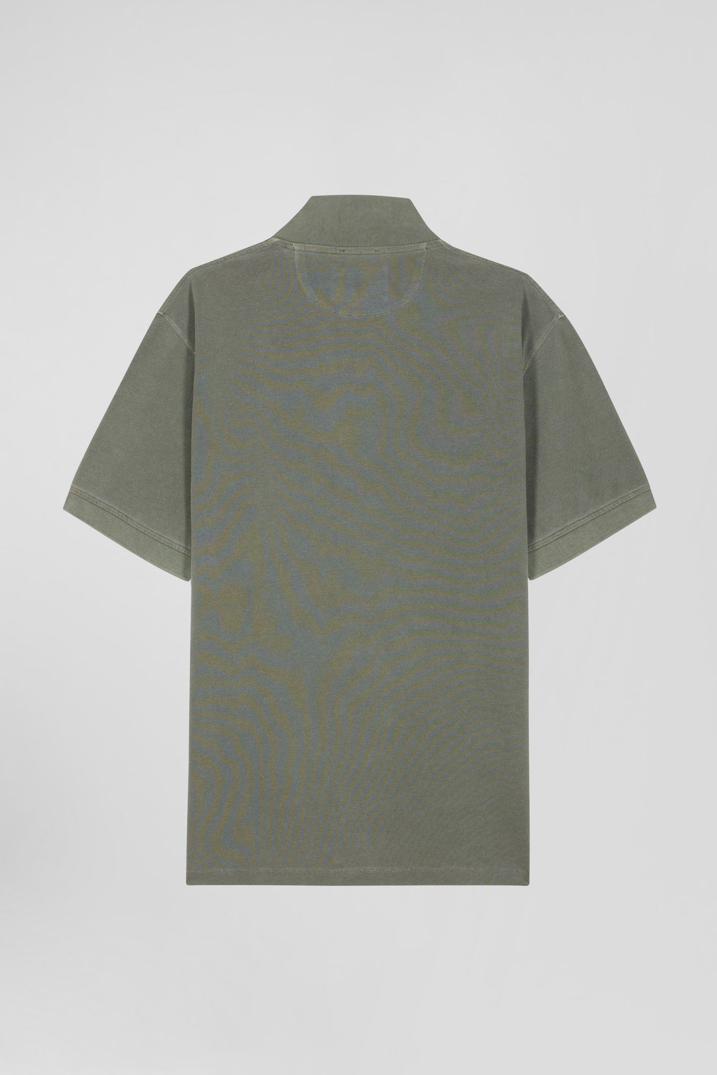 Oversized khaki unisex short-sleeved cotton piqué polo shirt