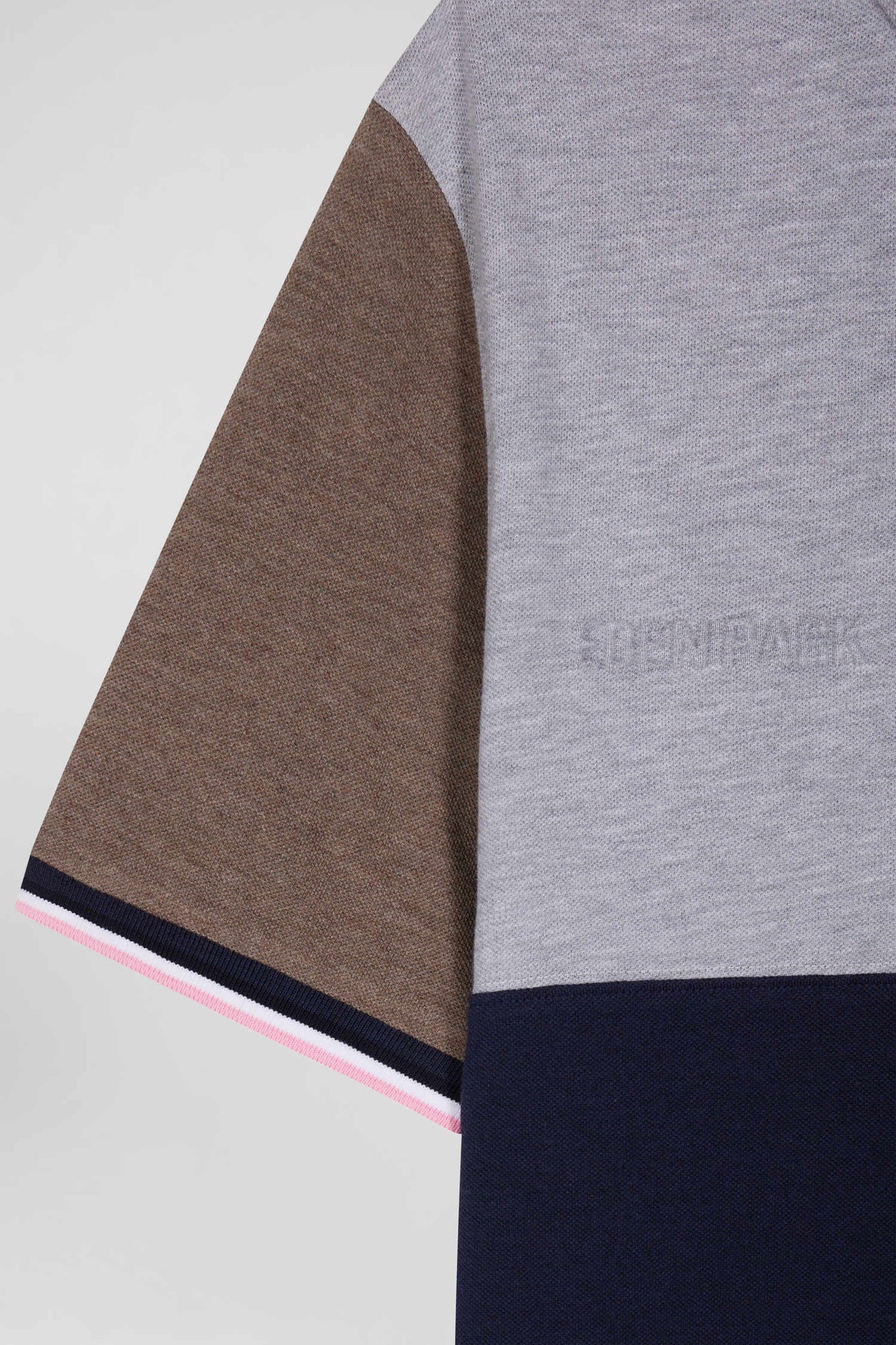 Short-sleeved polo shirt, cut and sewn, dark blue cotton piqué, regular fit