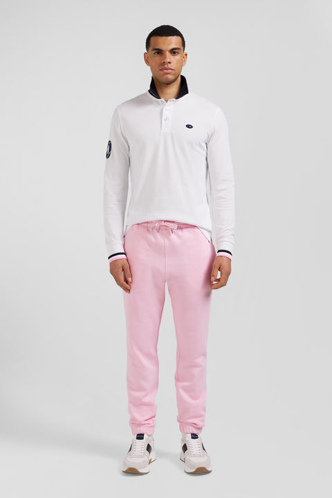 Regular white long-sleeved cotton piqué polo shirt with XV de France embroidery - Image 1