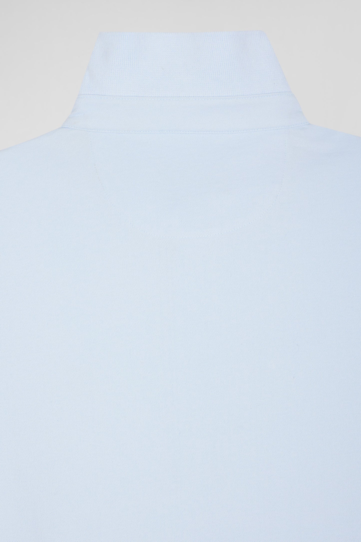 Slim sky blue long-sleeved cotton piqué polo shirt