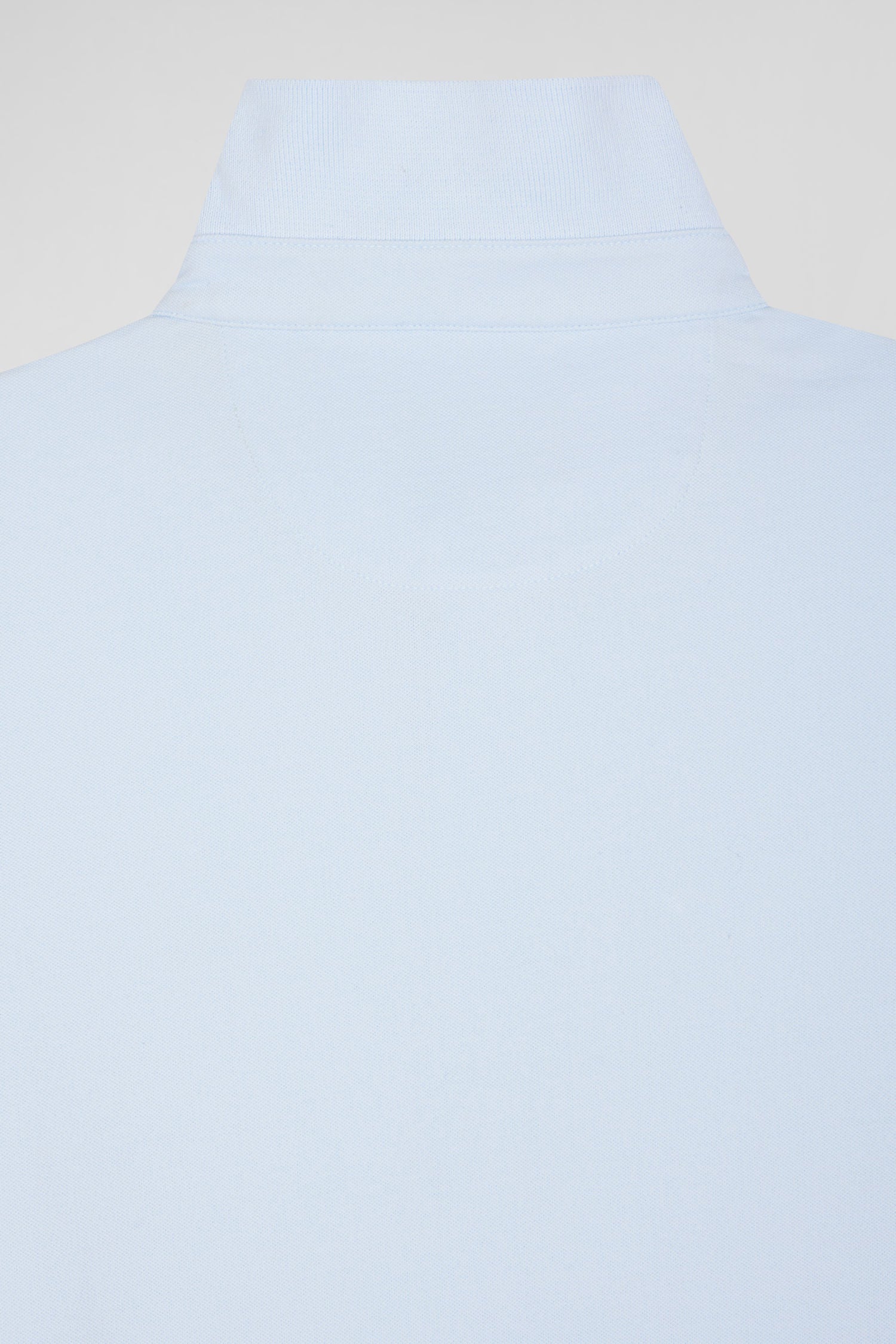 Slim sky blue long-sleeved cotton piqué polo shirt