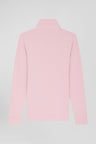 Slim pink long-sleeved cotton piqué polo shirt