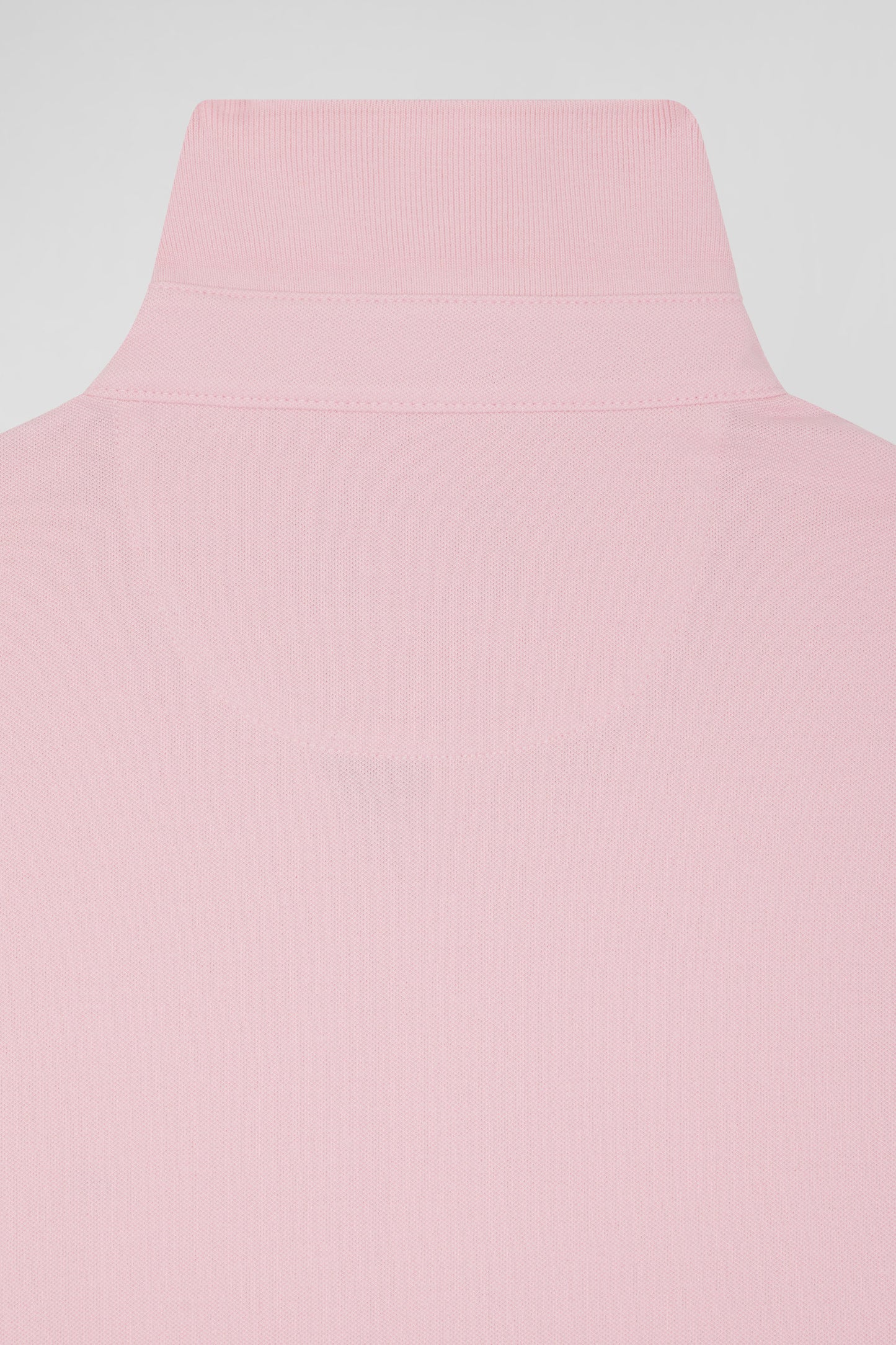 Slim pink long-sleeved cotton piqué polo shirt