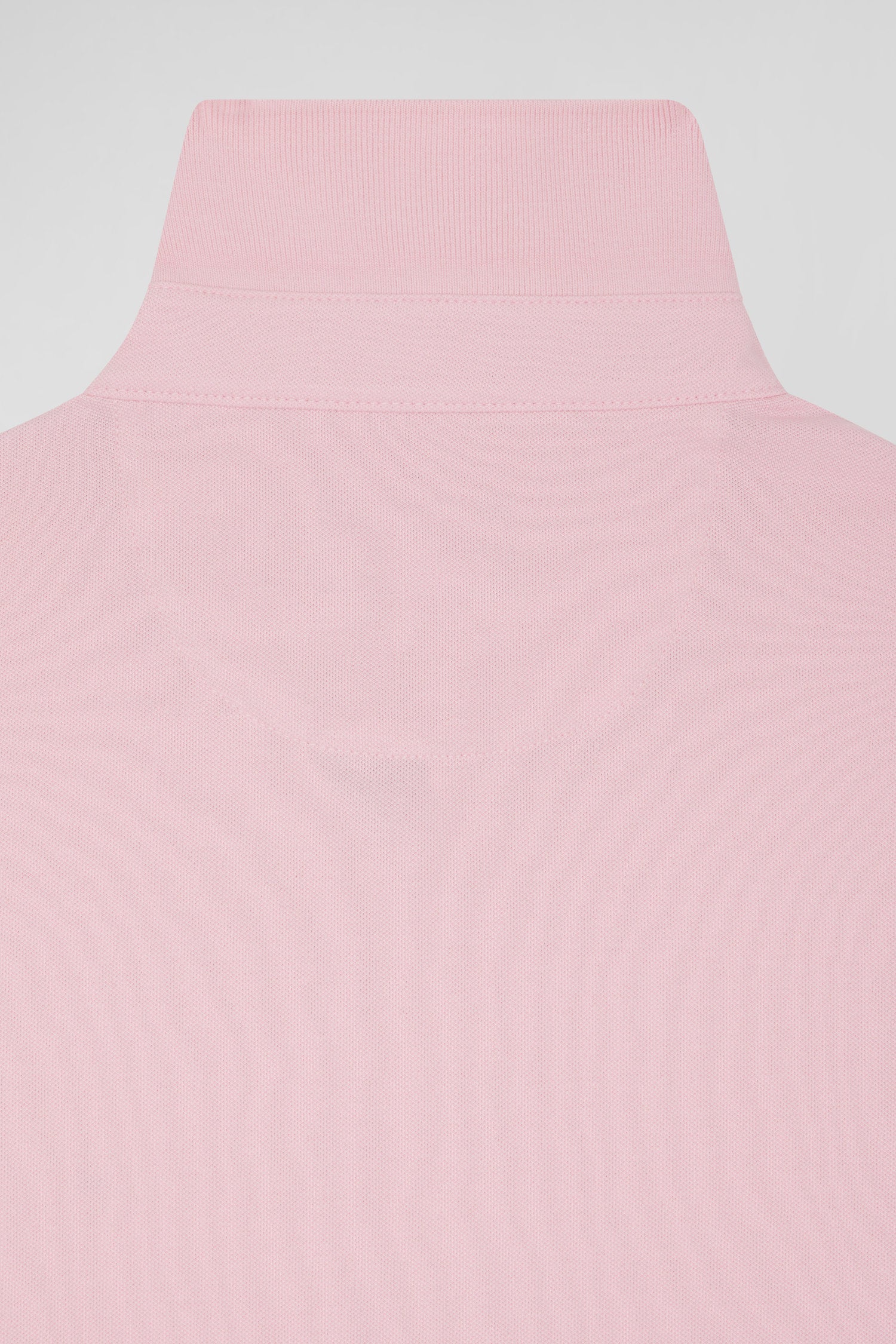 Slim pink long-sleeved cotton piqué polo shirt